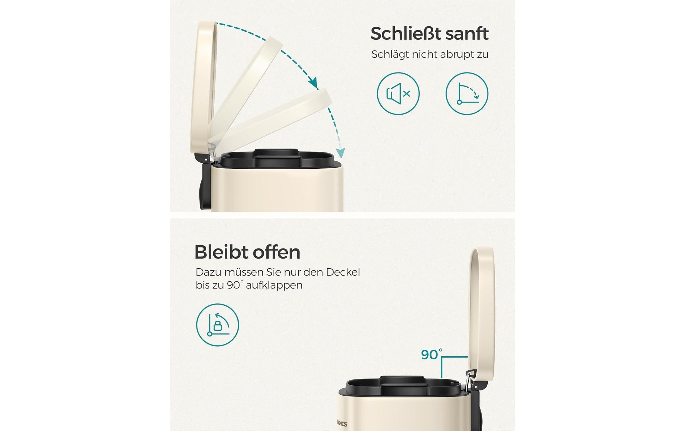 Songmics Abfalleimer 30 l, Sand