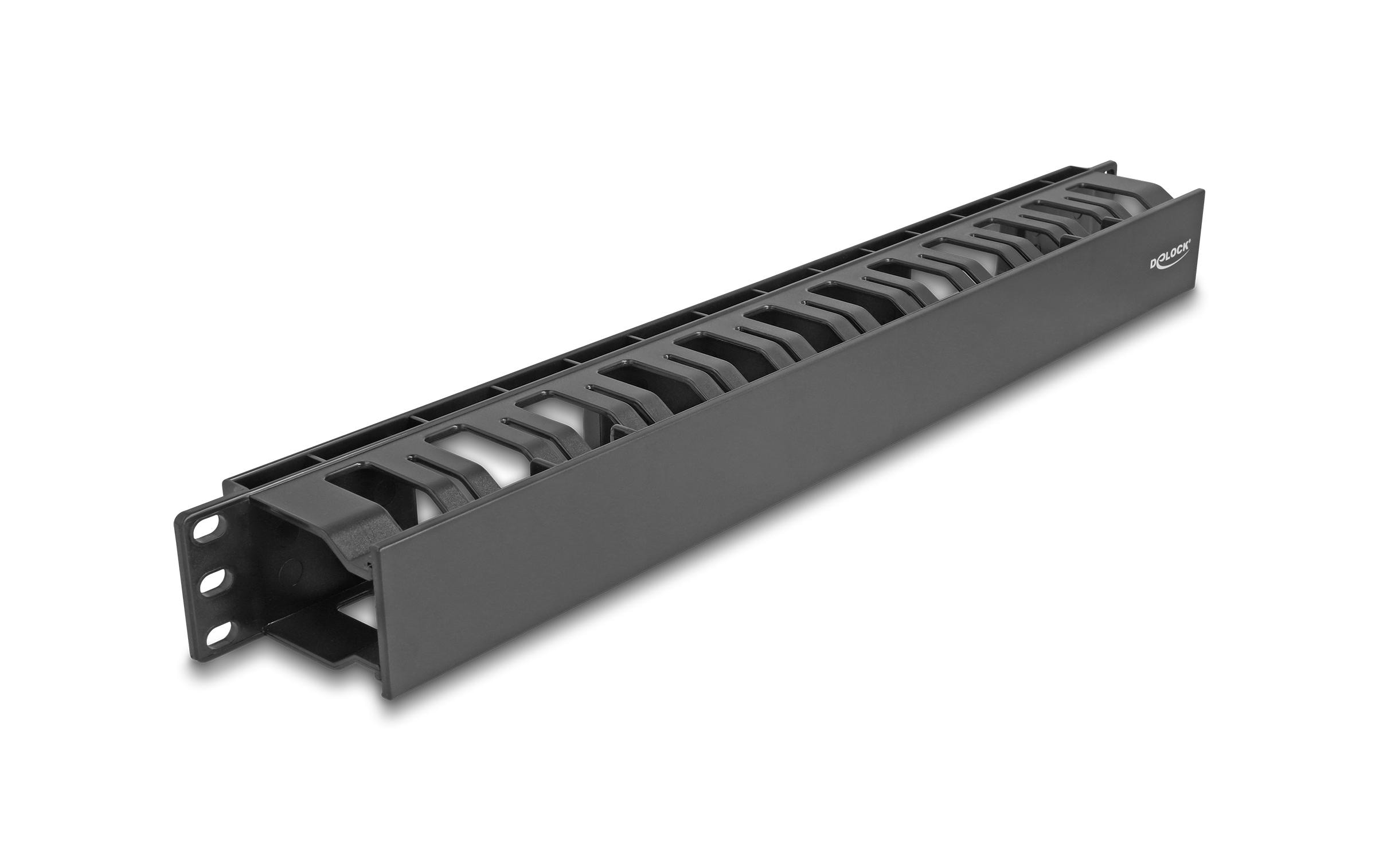 Delock Kabelführungspanel mit 2 Öffnungen 1HE , Schwarz Delock Kabelführungspanel mit 2 Öffnungen 1HE , Schwarz