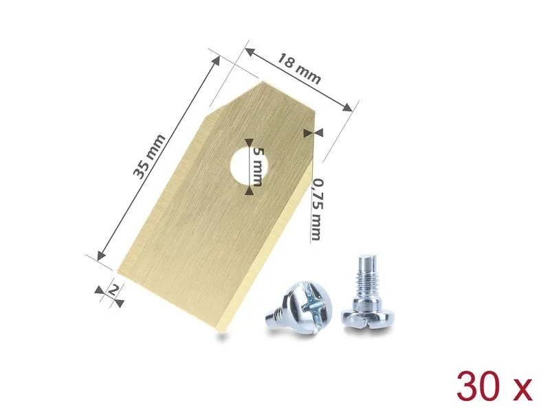 Delock Mähroboter Ersatzmesser Titanbeschichtung 0.75 mm 30 Stück Delock Mähroboter Ersatzmesser Titanbeschichtung 0.75 mm 30 Stück