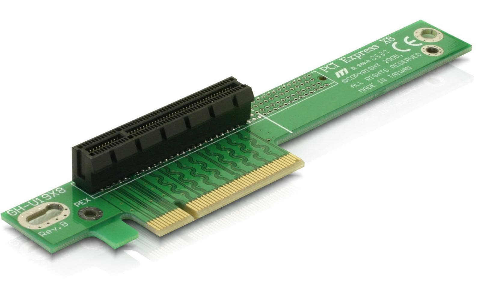 Delock PCI-E Riser Karte x8 zu x8, gewinkelt Delock PCI-E Riser Karte x8 zu x8, gewinkelt
