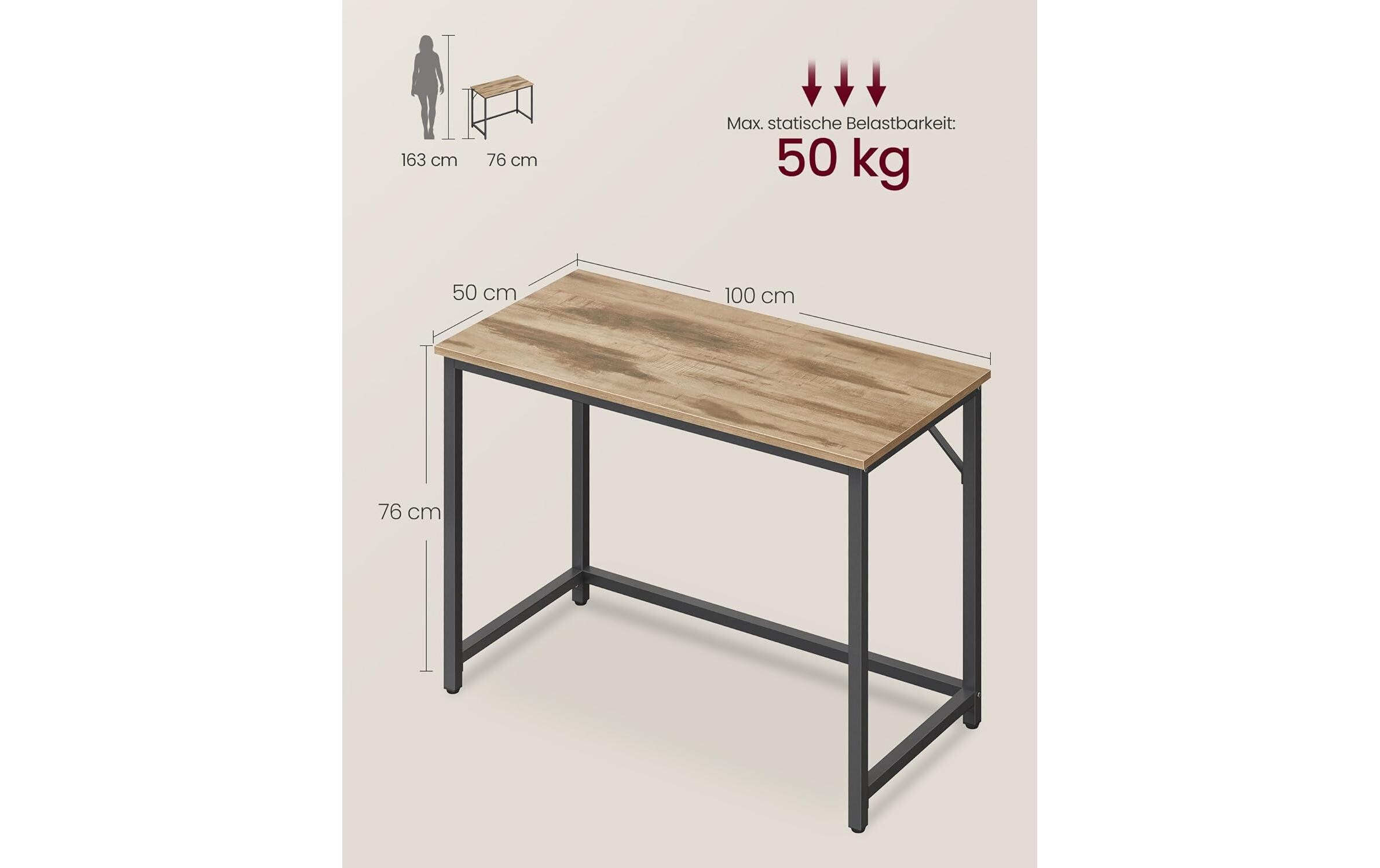 VASAGLE Tisch 100 x 50 x 76 cm Camelbraun/Schwarz