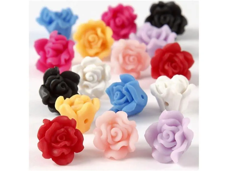 Creativ Company Perlen Rosen aus Ton, 16 x 10 mm, 16 sort. Creativ Company Perlen Rosen aus Ton, 16 x 10 mm, 16 sort.