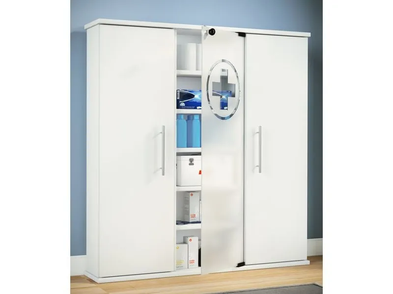 VCM Erste Hilfe Schrank Santila 92 x 88 x 18 cm, Weiss