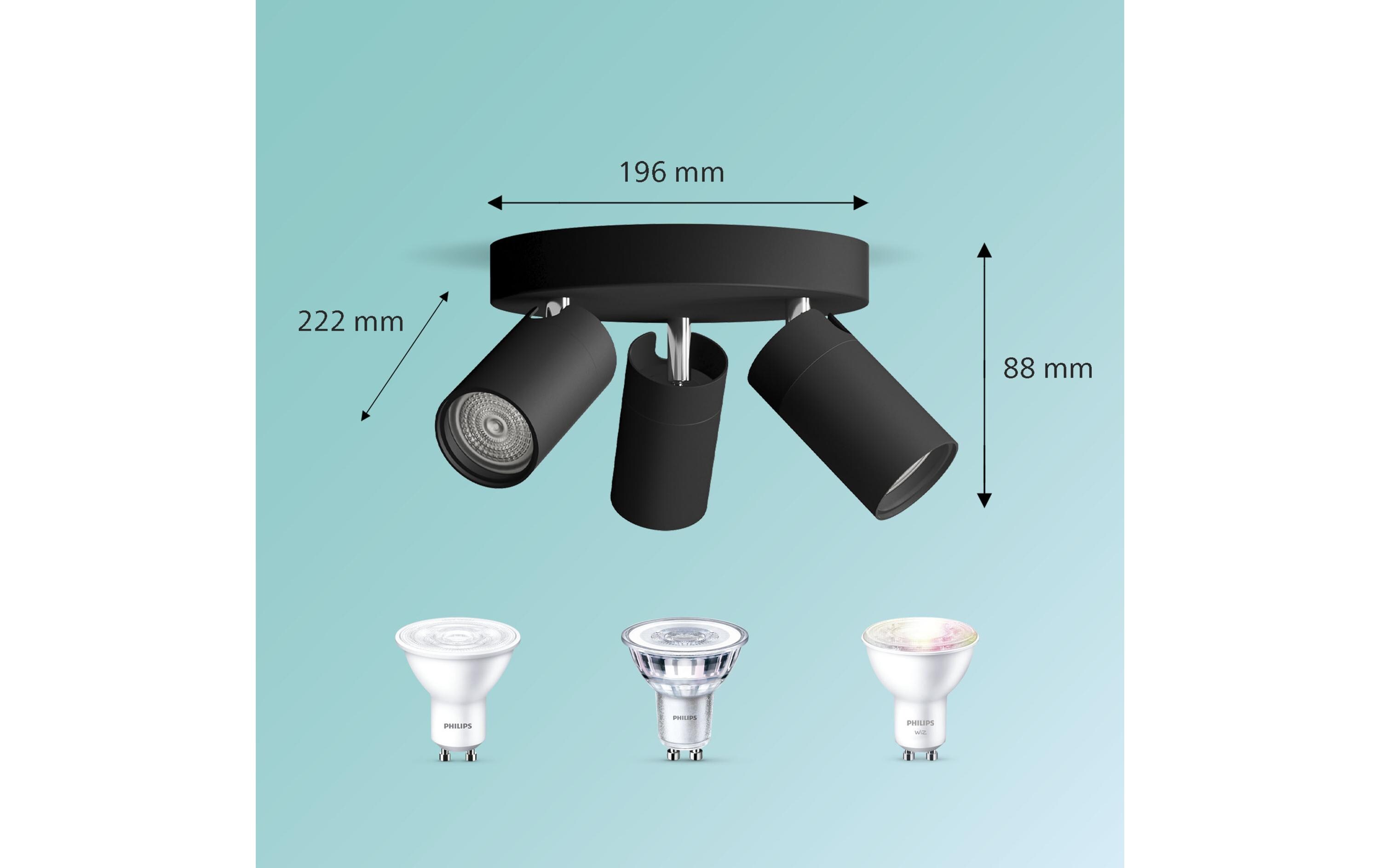 Philips Aufbauspot Idris GU10, IP44, rund Schwarz, ohne LM