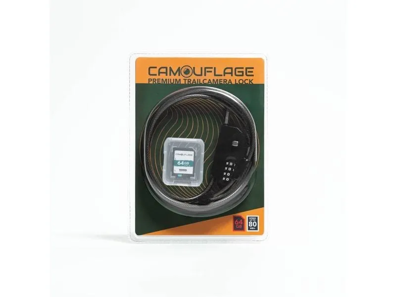 Camouflage Trailcamera Lock + SD card combination set Camouflage Trailcamera Lock + SD card combination set