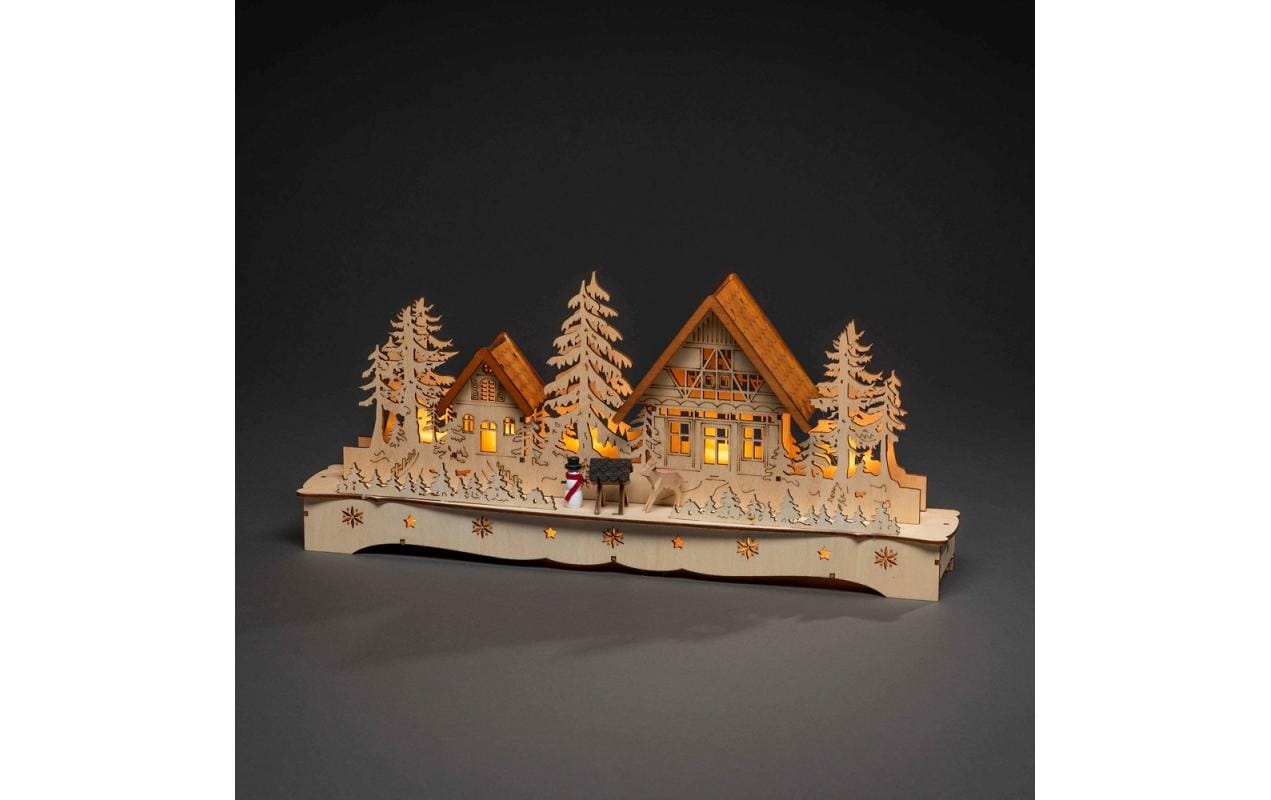 Konstsmide LED-Dekolicht Dorf mit Rentieren 43 x 19 cm