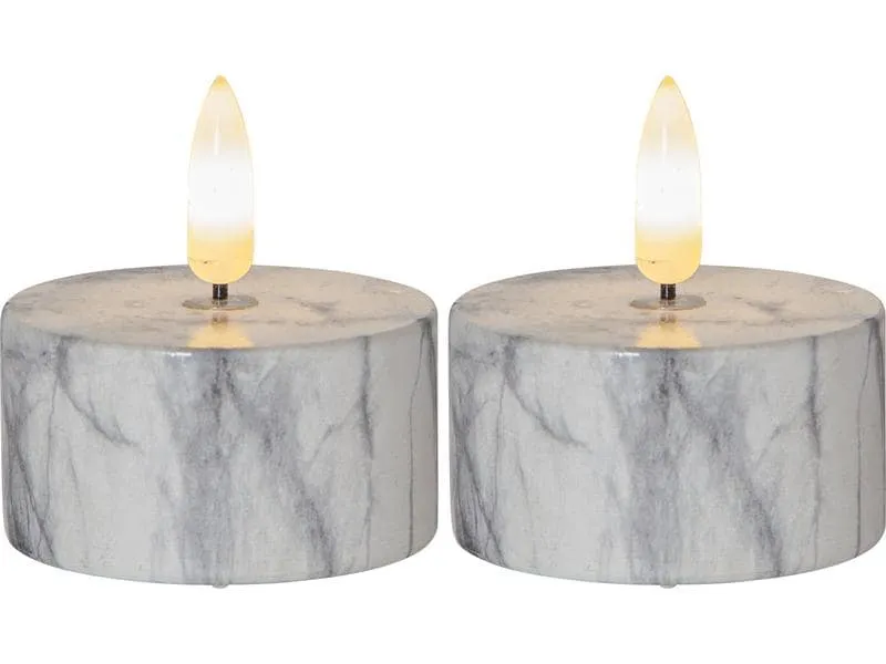 Star Trading LED Teelichter Set Flame Marble Ø 5.5 x 6 cm, Grau, 2 Stk Star Trading LED Teelichter Set Flame Marble Ø 5.5 x 6 cm, Grau, 2 Stk