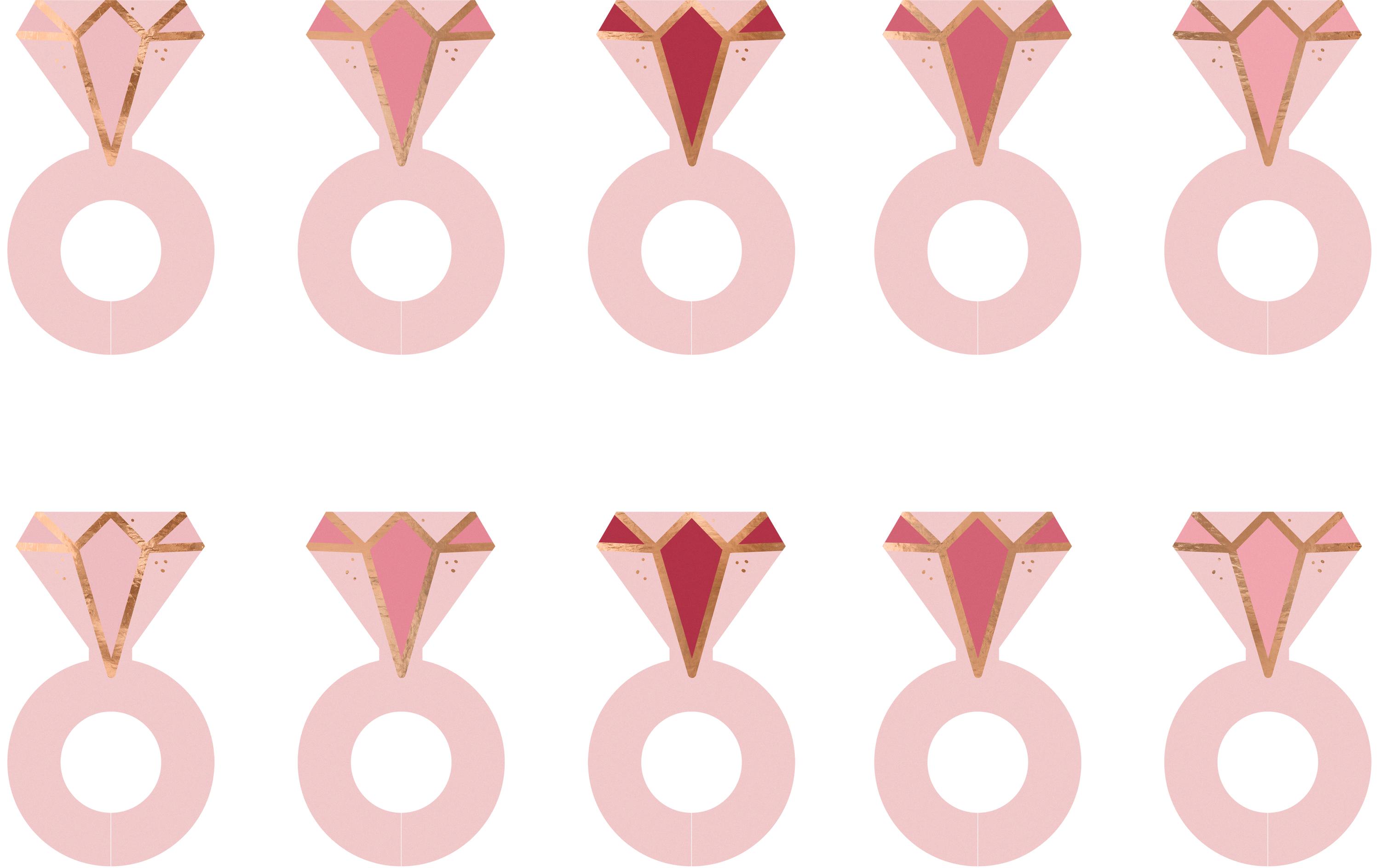 Partydeco Glasmarkierer Ringe Hellrosa