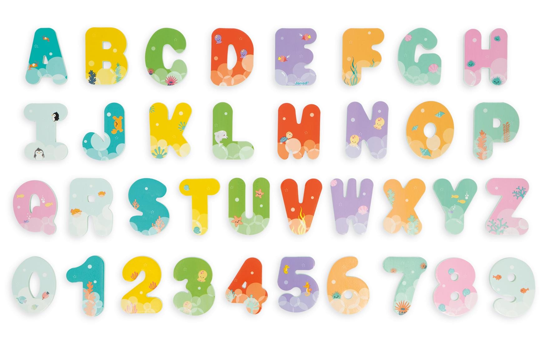 Janod Buchstaben und Zahlen für die Badewanne 36 Stück Janod Buchstaben und Zahlen für die Badewanne 36 Stück