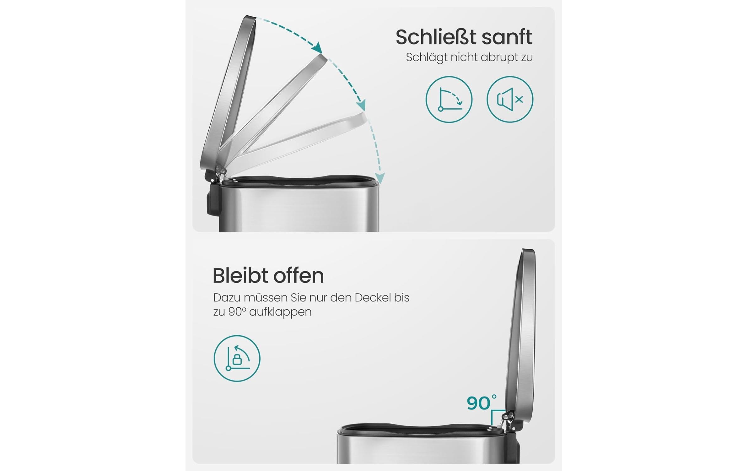 Songmics Abfalleimer 50 l, Silber