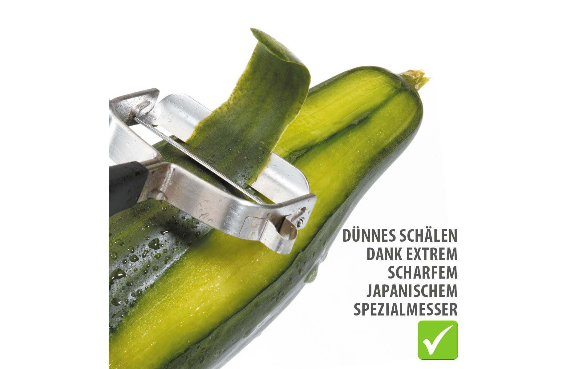 GEFU Sparschäler Universale 15.1 cm, Schwarz/Silber