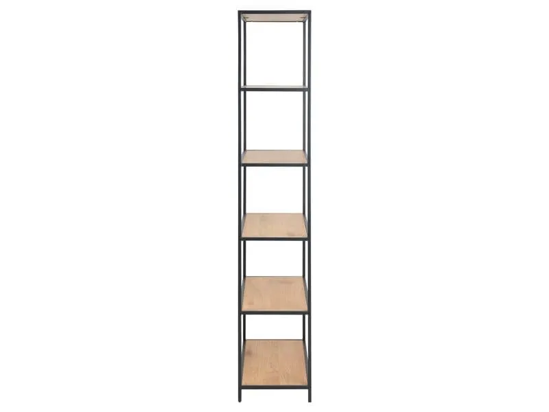 AC Design Regal Seaford 77 x 35 x 185 cm, Eiche/Schwarz matt
