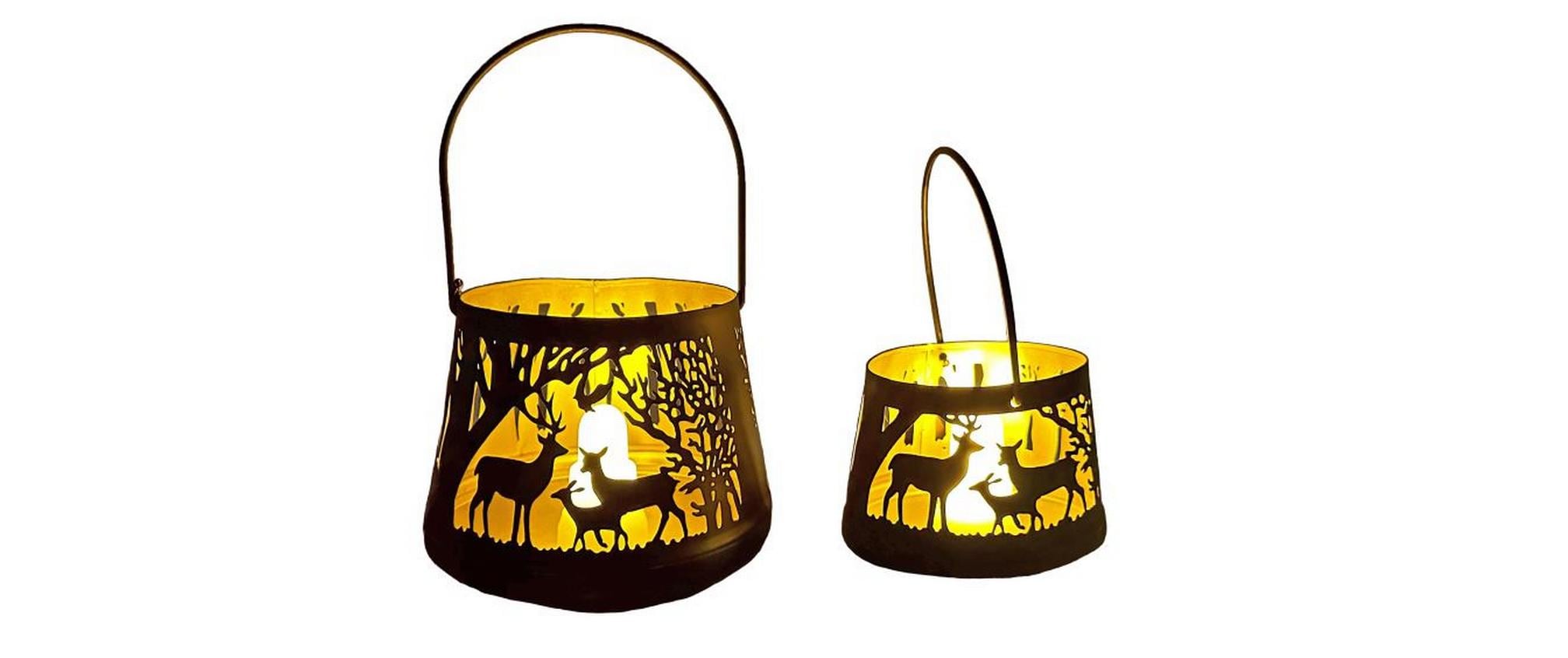 Dameco Weihnachtswindlicht Forest 2-teilig, Gold/Schwarz Dameco Weihnachtswindlicht Forest 2-teilig, Gold/Schwarz