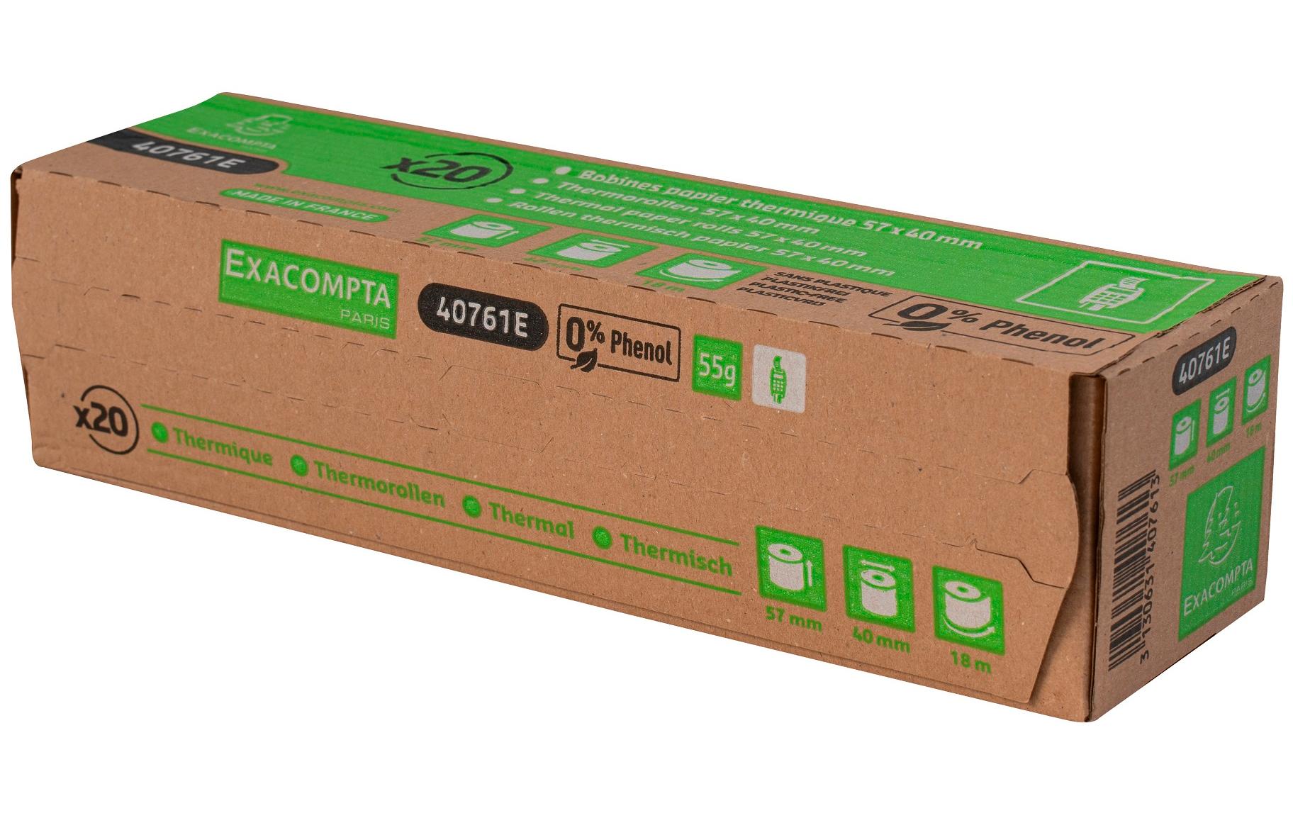 Exacompta Thermo-Papierrolle 57 x 40 x 12 mm, 18 m, 20 Stück