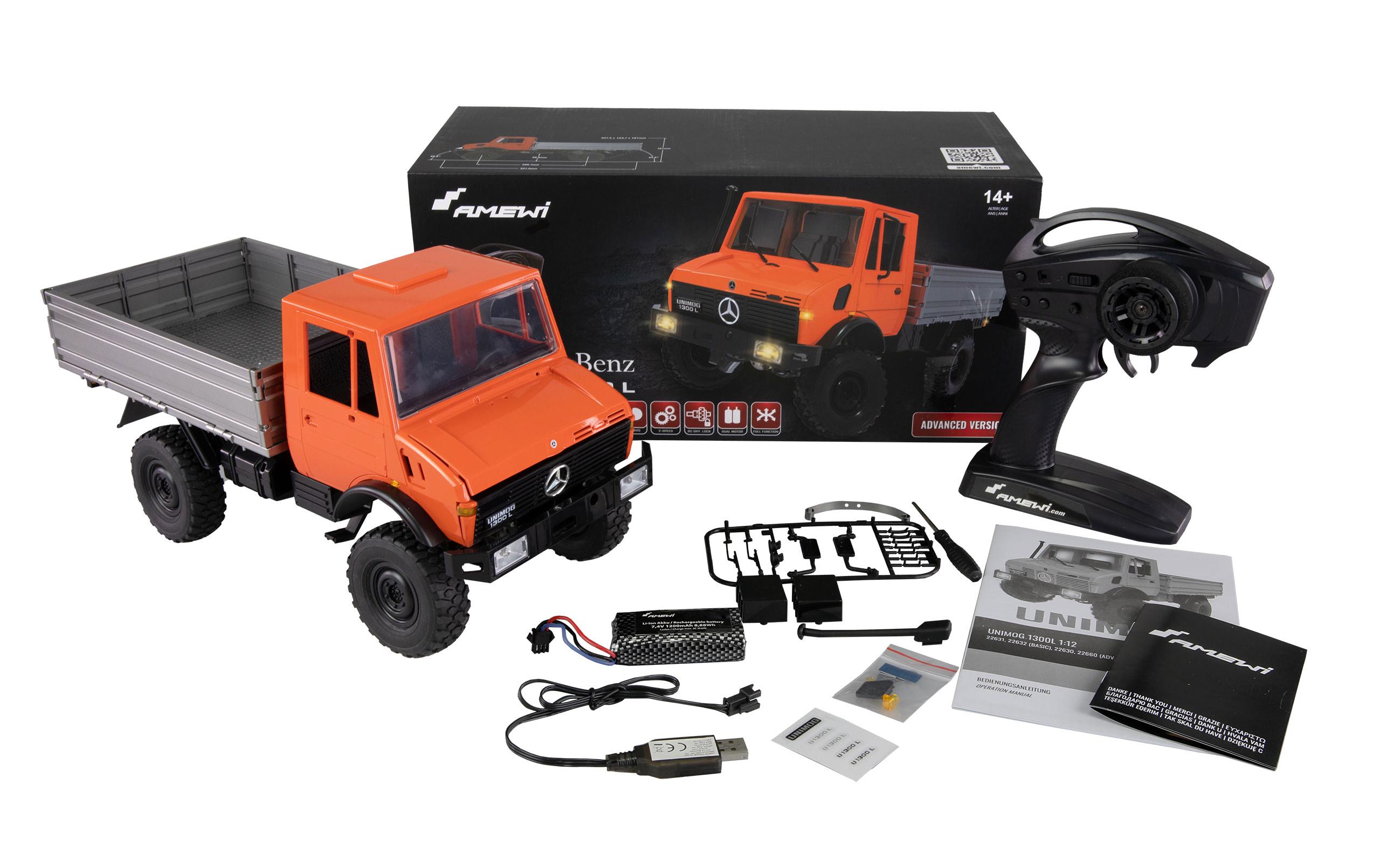 Amewi Mercedes-Benz Unimog Advanced 4WD Orange, RTR, 1:12 Amewi Mercedes-Benz Unimog Advanced 4WD Orange, RTR, 1:12