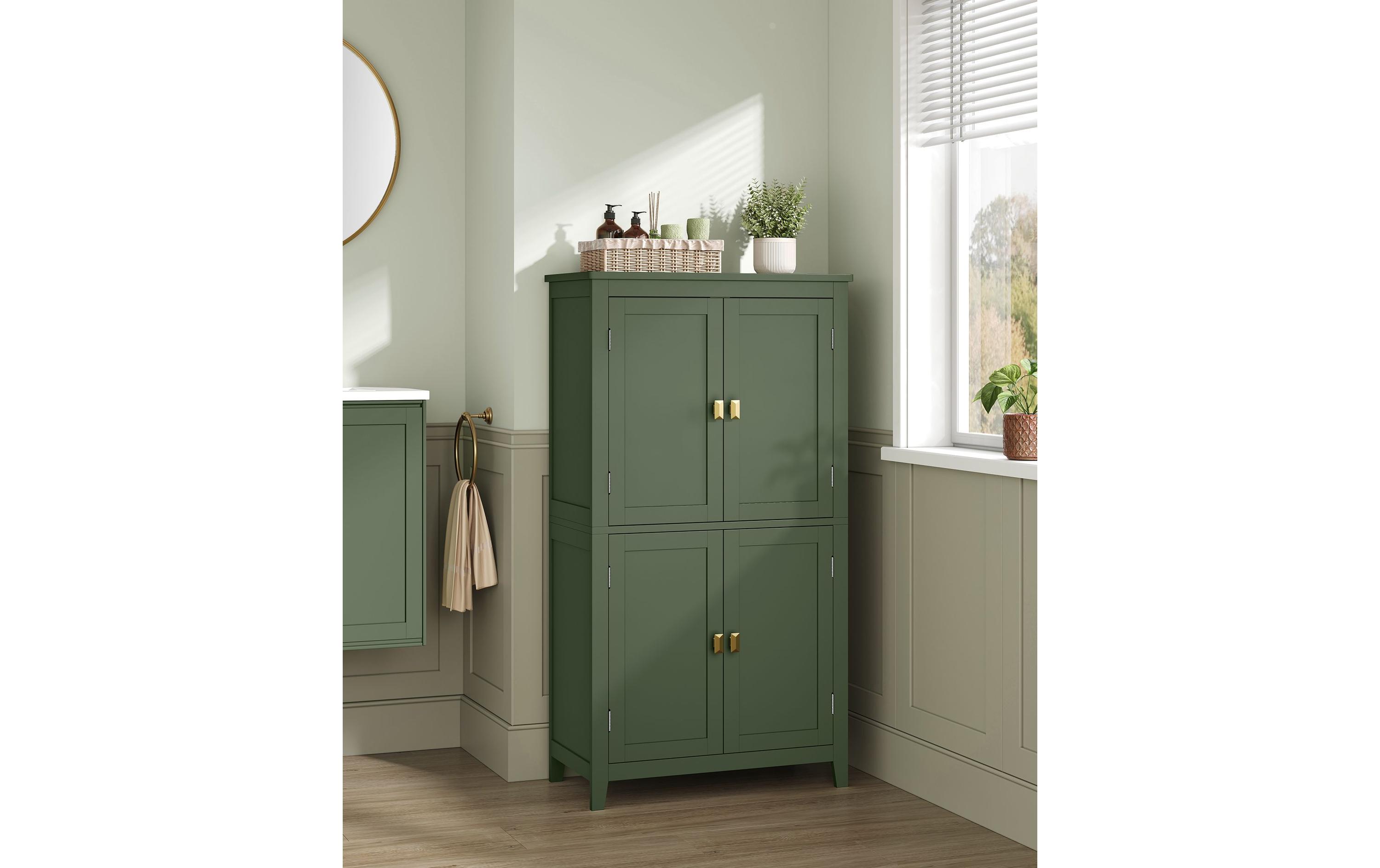 VASAGLE Kommode Bathroom Cabinet, 60 x 110 cm, Waldgrün