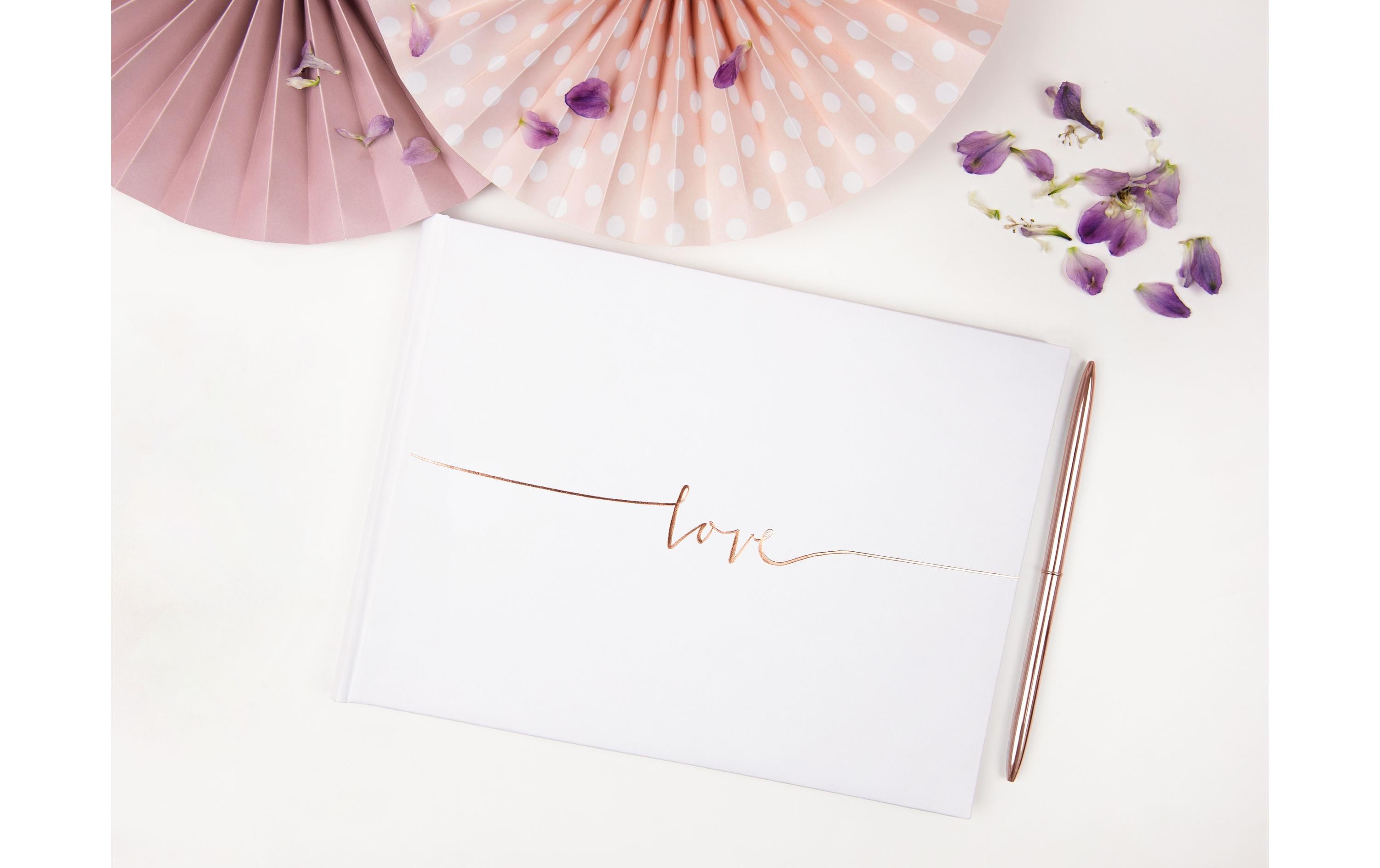 Partydeco Gästebuch Love 24 x 18.5 cm, 22 Seiten, Rosegold; Weiss