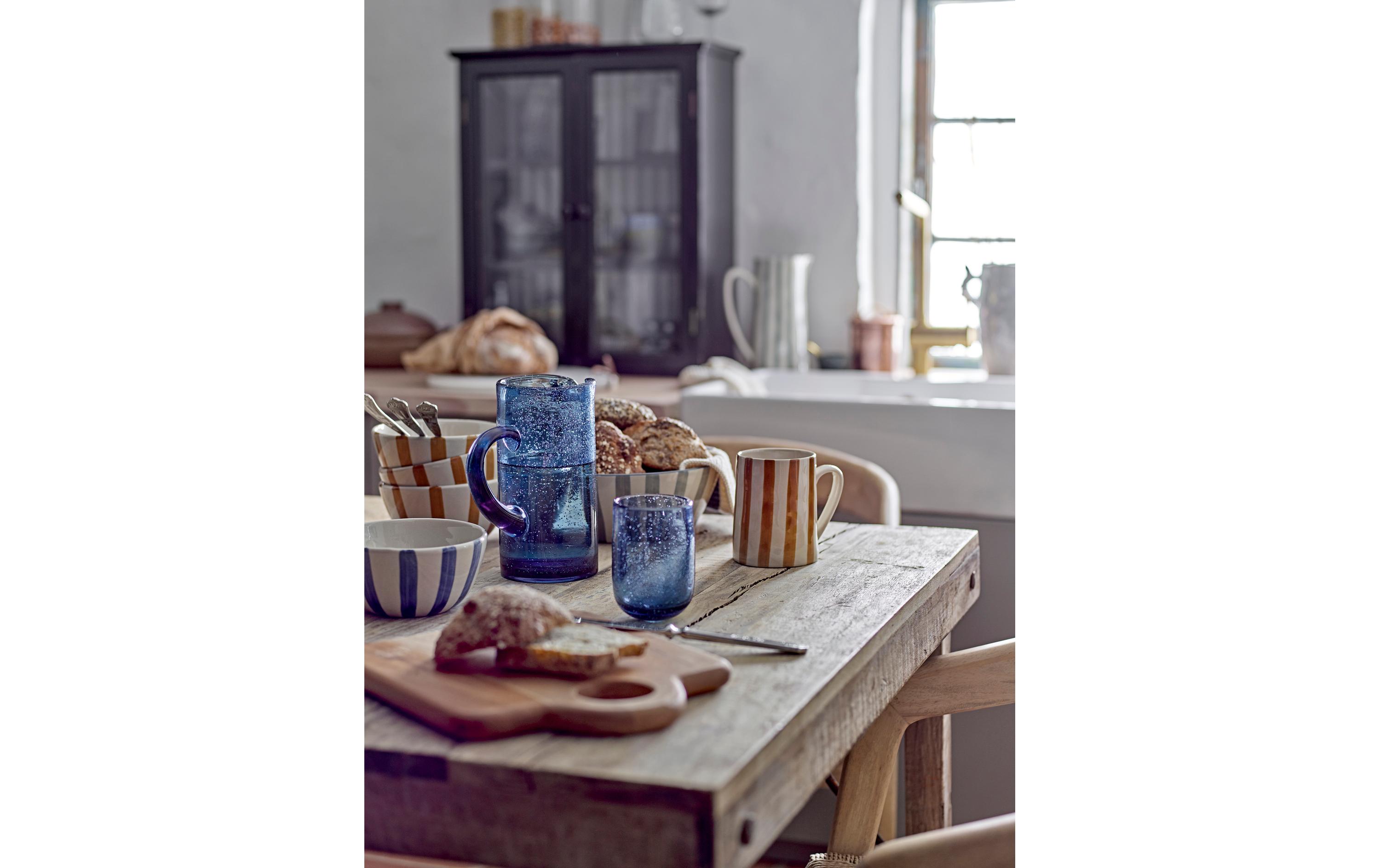 Bloomingville Trinkglas Tabby 330 ml, 4 Stück, Blau