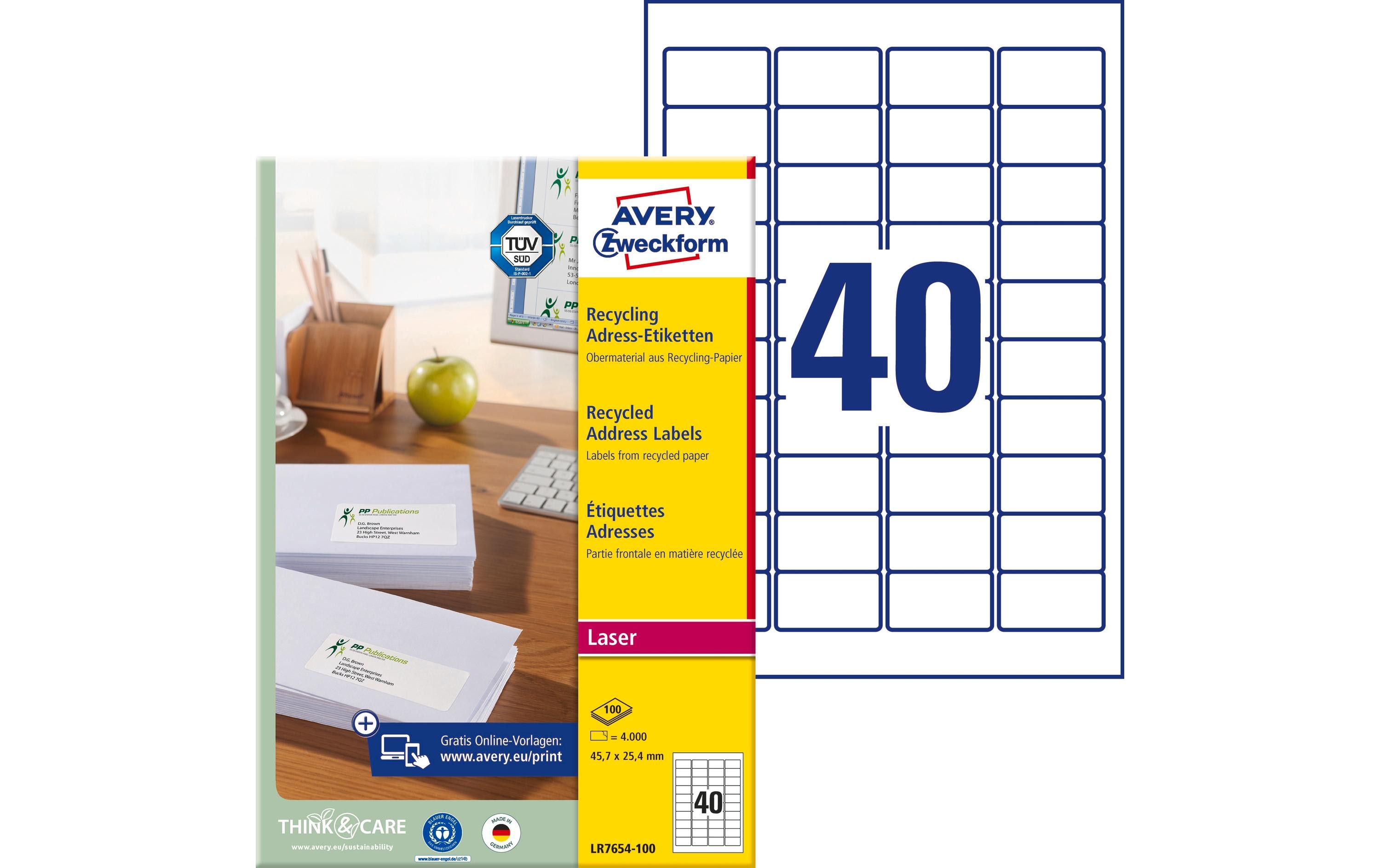 Avery Zweckform Adressetiketten 45.7 x 25.4 mm, 100 Blatt