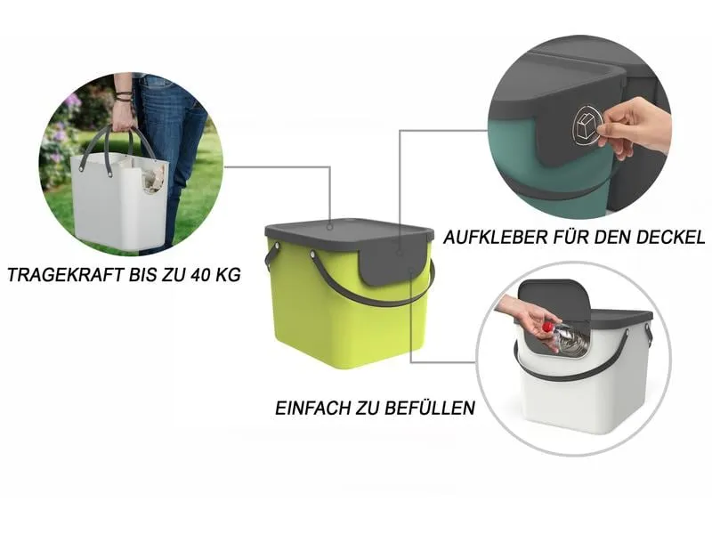 Rotho Recyclingbehälter Albula 40 l, Lime Grün Rotho Recyclingbehälter Albula 40 l, Lime Grün
