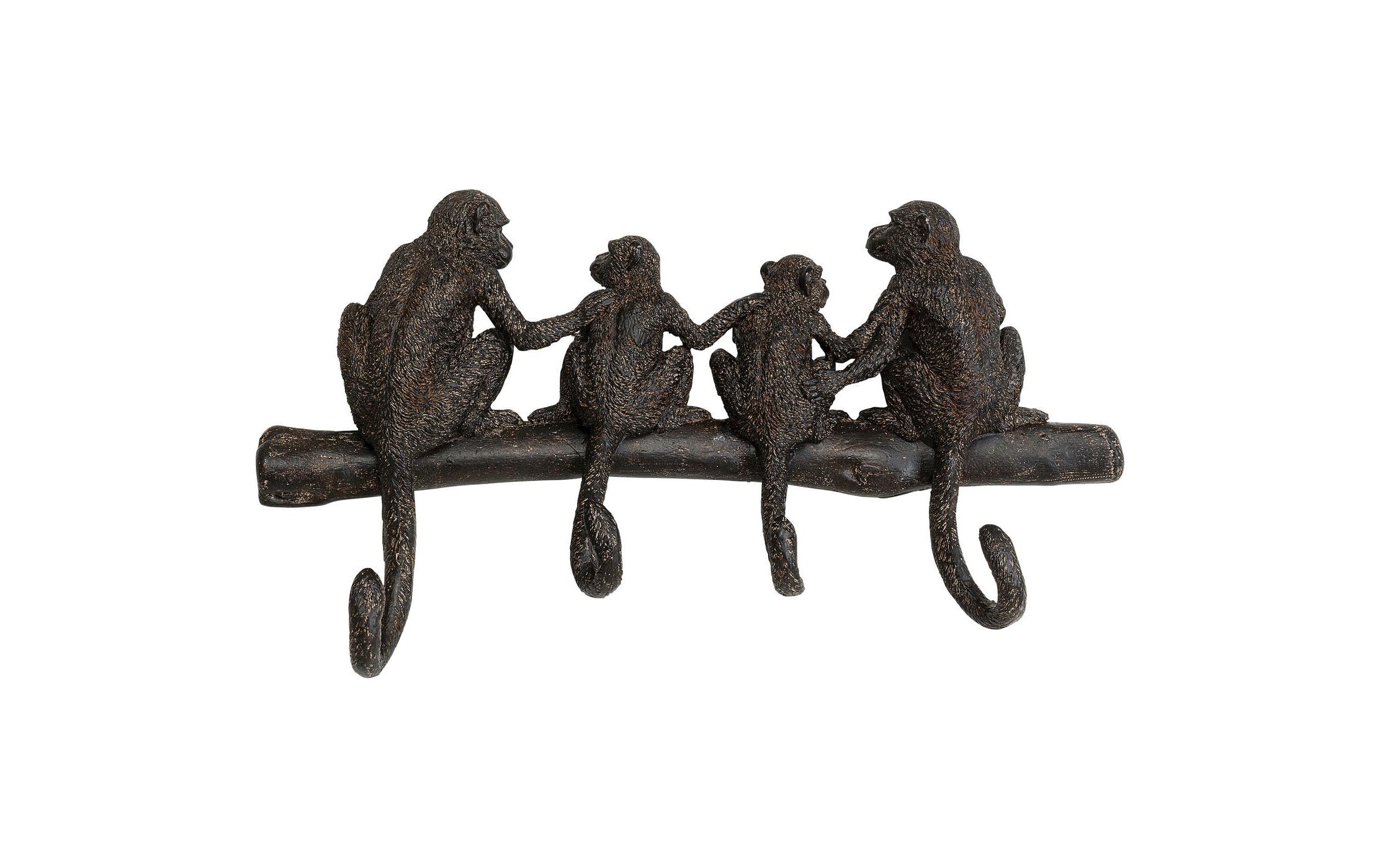 Kare Wandgarderobe Monkey Family 38 cm x 21 cm, Schwarz