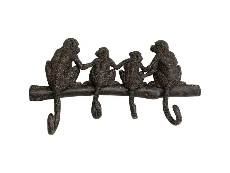 Kare Wandgarderobe Monkey Family 38 cm x 21 cm, Schwarz Kare Wandgarderobe Monkey Family 38 cm x 21 cm, Schwarz