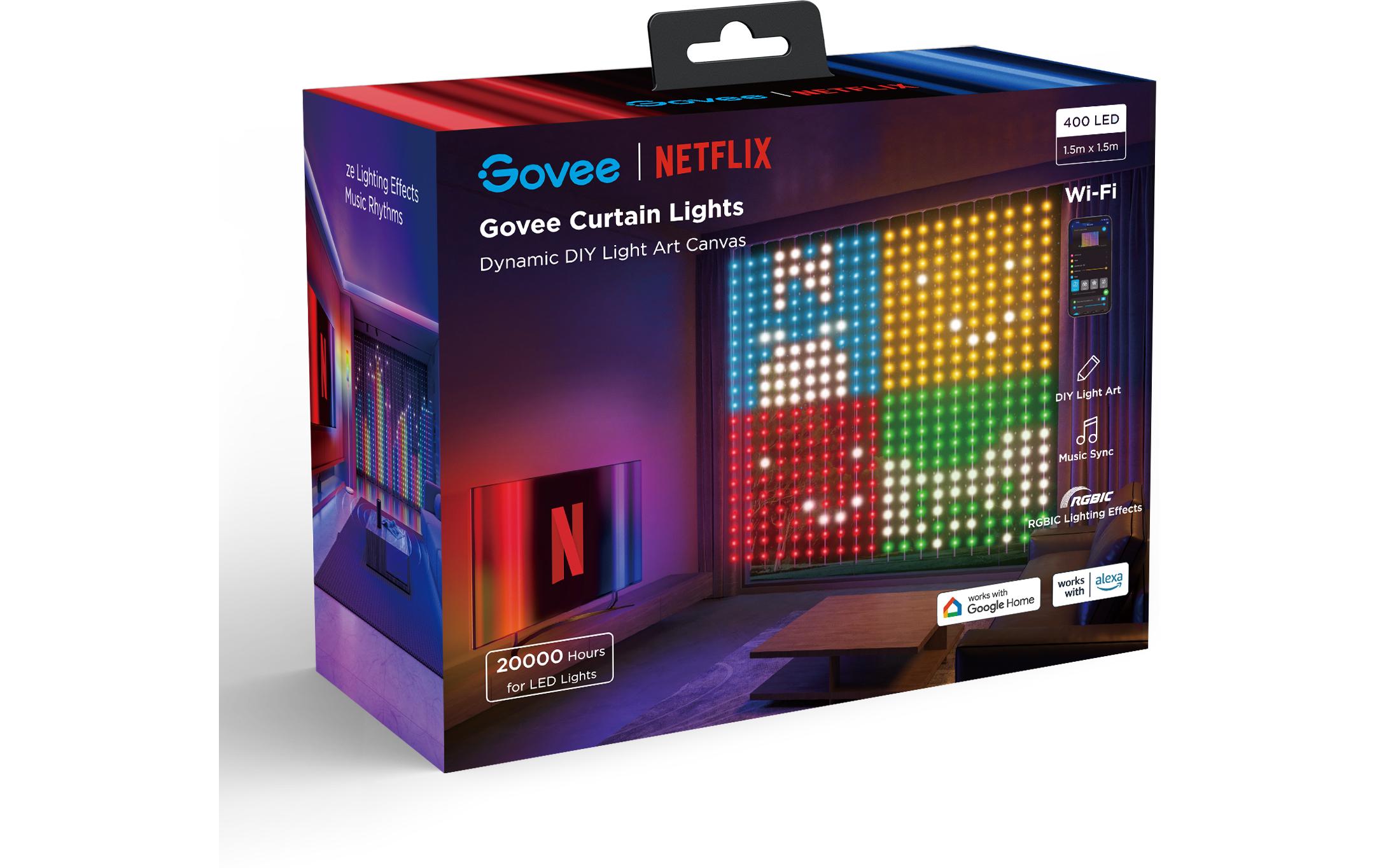 Govee LED-Stripe Curtain Lights RGBIC, 25 Watt, 1.5 x 1.5m Govee LED-Stripe Curtain Lights RGBIC, 25 Watt, 1.5 x 1.5m