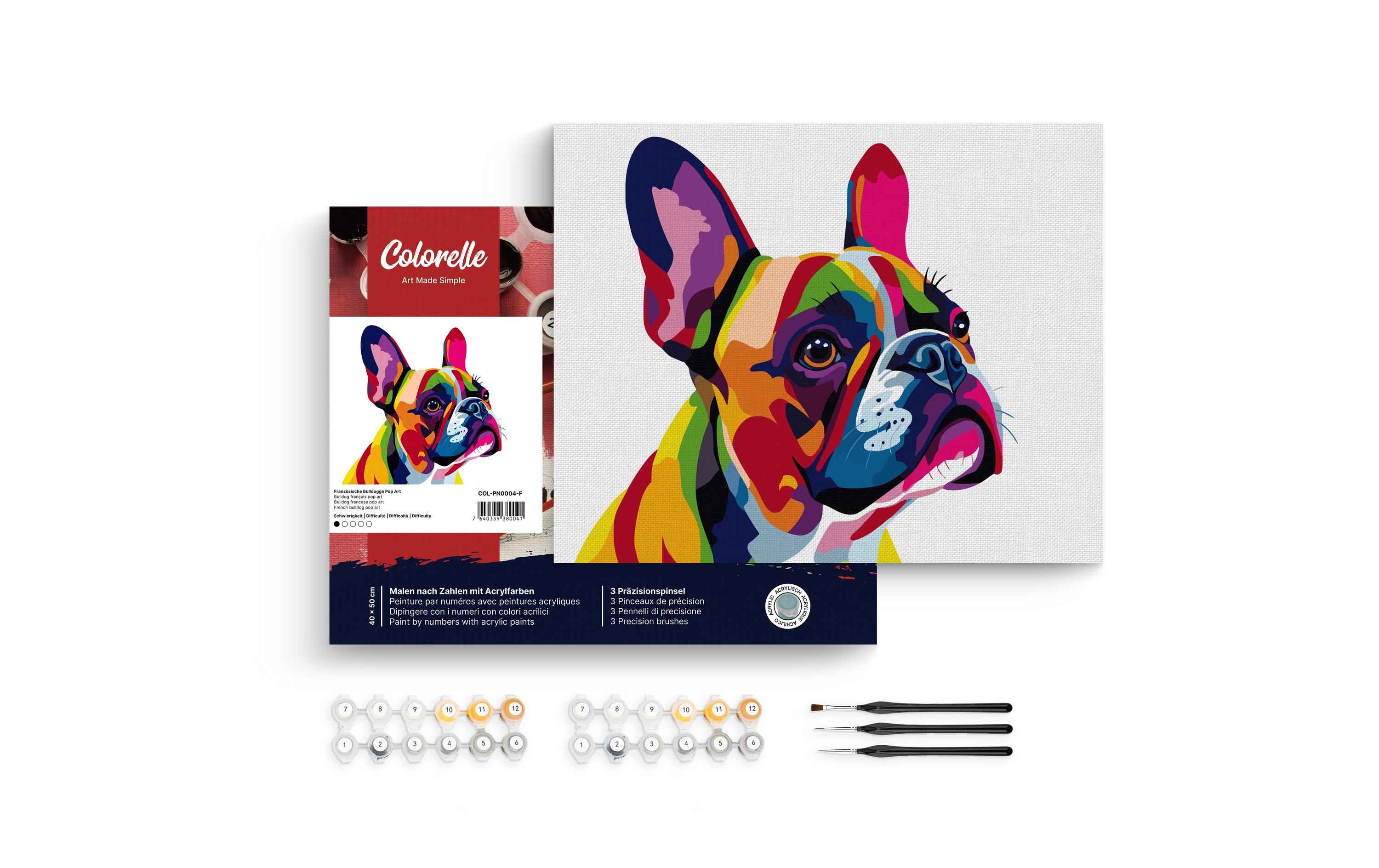 Colorelle Malen nach Zahlen Französische Bulldogge Pop Art