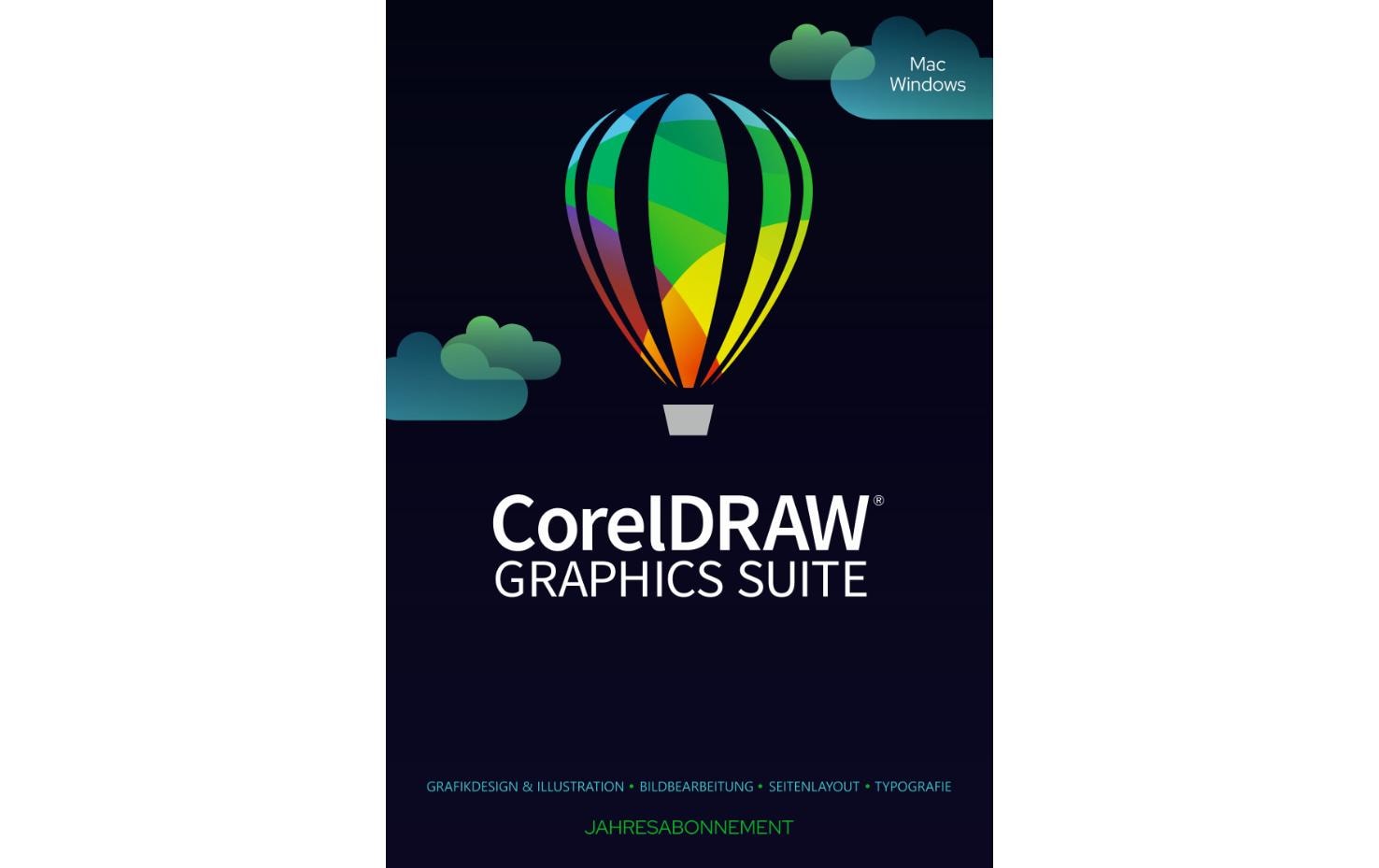 Corel CorelDraw Graphics Suite Agnostic Box, ABO, 1yr, Win/Mac, DE