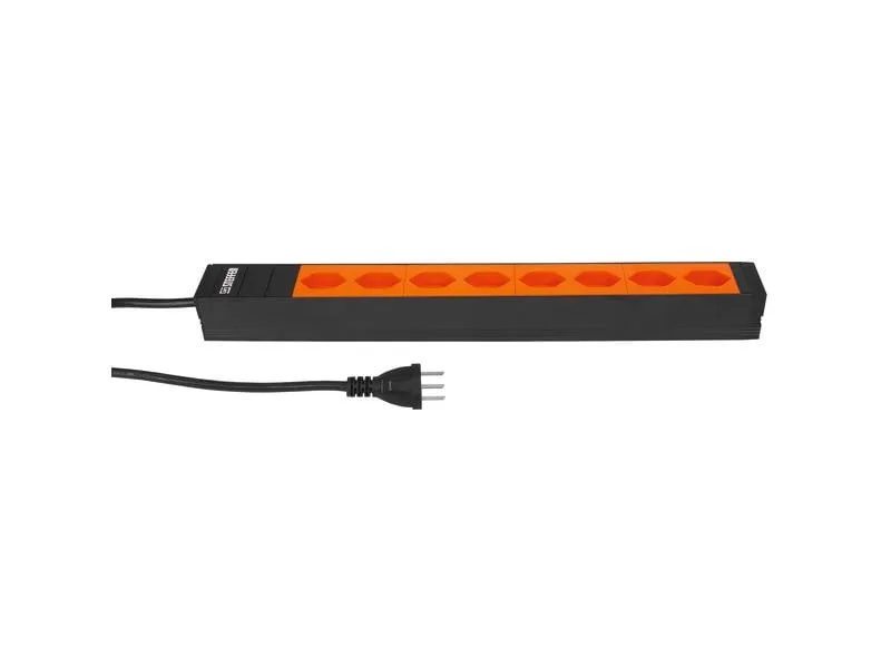 STEFFEN 19 Steckdosenleiste Alu Modular 8x T23, Schwarz/Orange