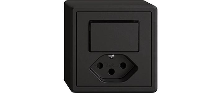 Feller EDIZIOliv Kleinkombi AP 1xT13-1xS3 Schwarz Feller EDIZIOliv Kleinkombi AP 1xT13-1xS3 Schwarz