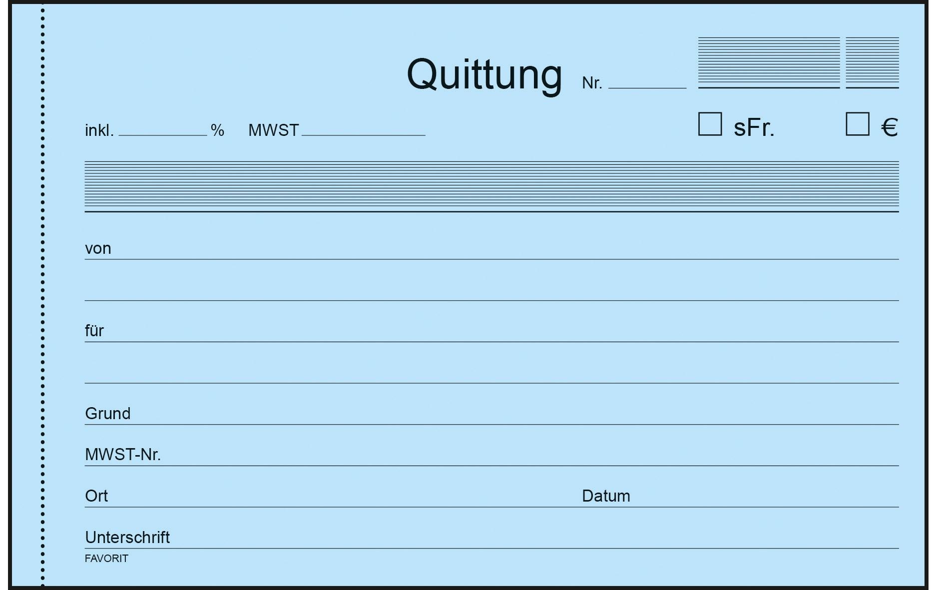 Favorit Durchschreibebuch A6 Quittungen, 50 x 2 Blatt