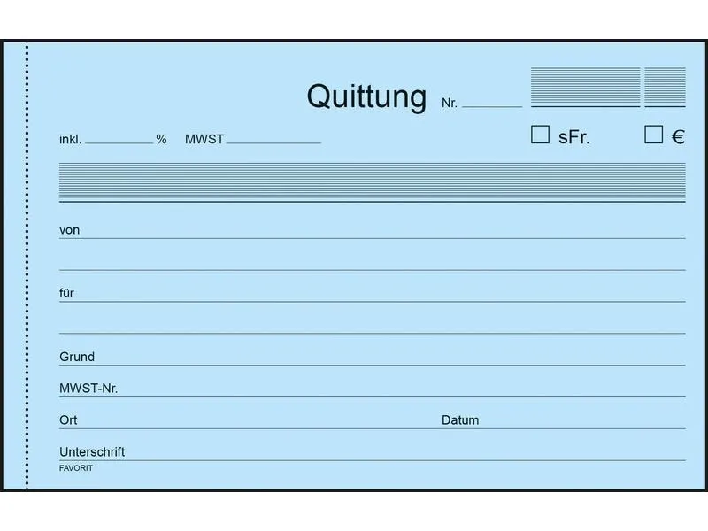 Favorit Durchschreibebuch A6 Quittungen, 50 x 2 Blatt Favorit Durchschreibebuch A6 Quittungen, 50 x 2 Blatt