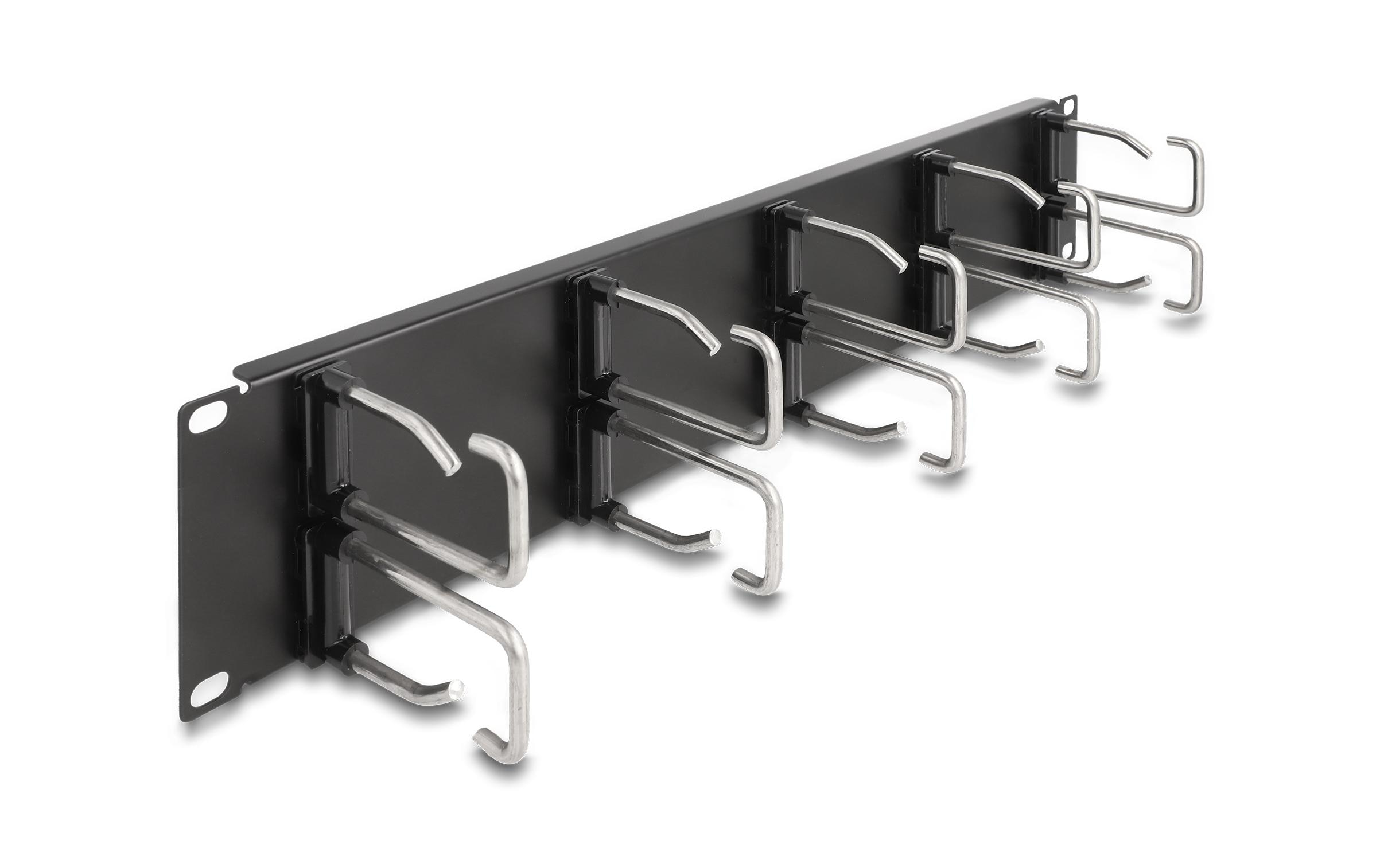 Delock Kabelführungspanel mit 10 Metallbügel 2 HE , Silber Delock Kabelführungspanel mit 10 Metallbügel 2 HE , Silber