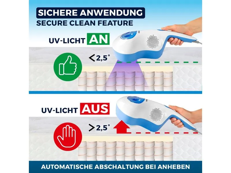 CLEANmaxx Milben-Handstaubsauger mit UV-C-Licht 300W Blau/Weiss
