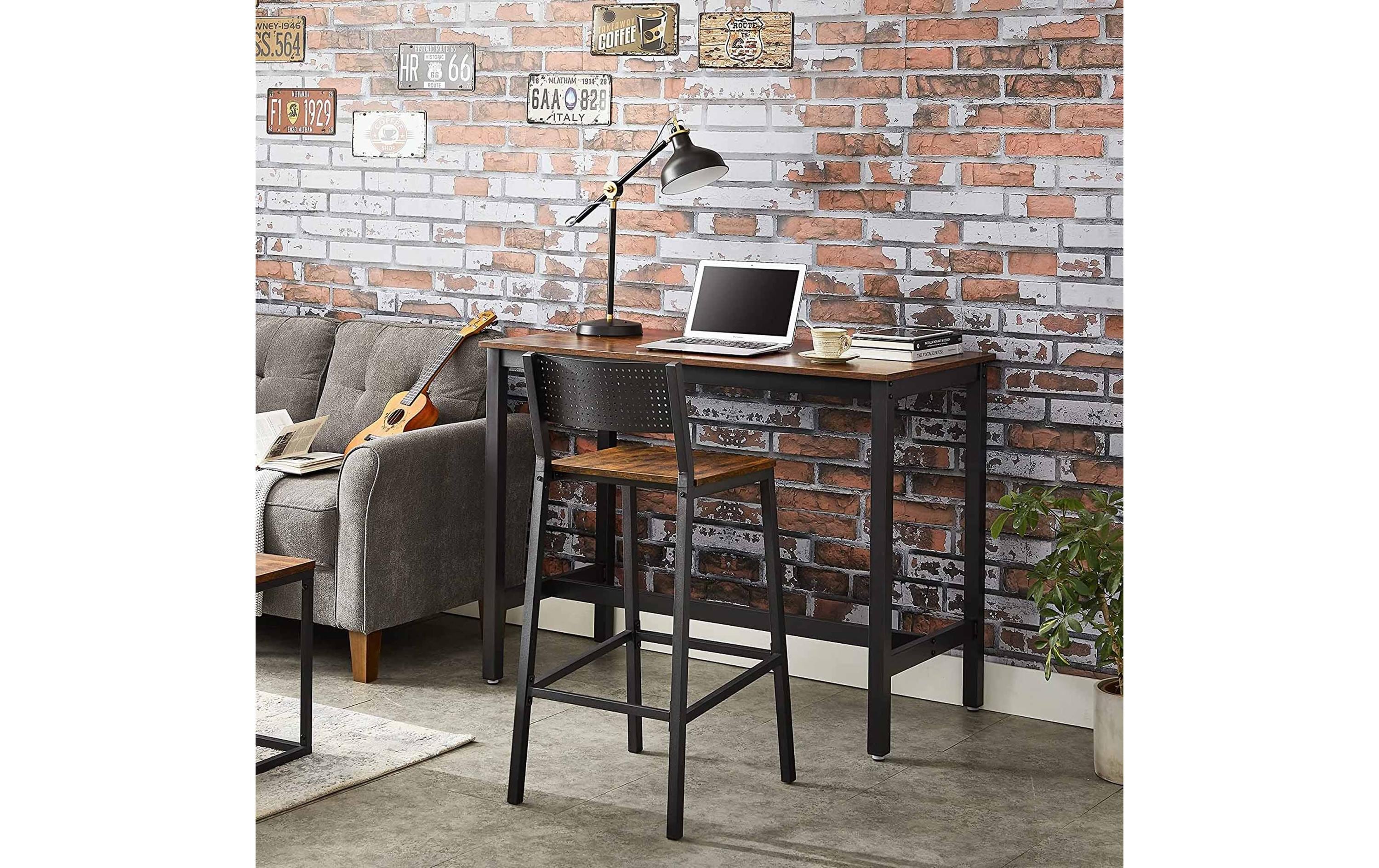 VASAGLE Barhocker 2 Stück 43.1 x 97.2 cm, Schwarz/Braun