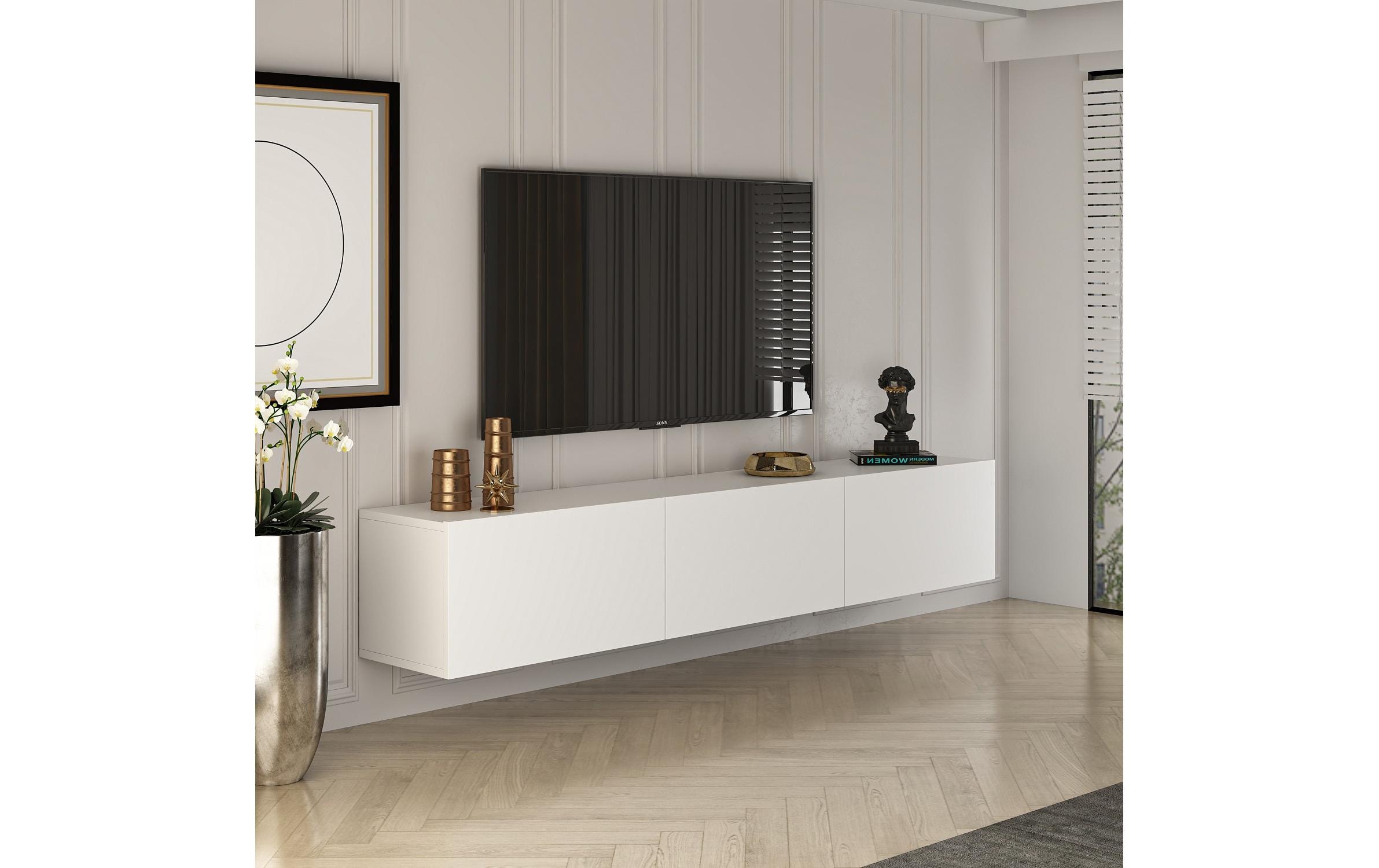 Woody Fashion TV-Möbel West Weiss, 150 x 30 x 32 cm