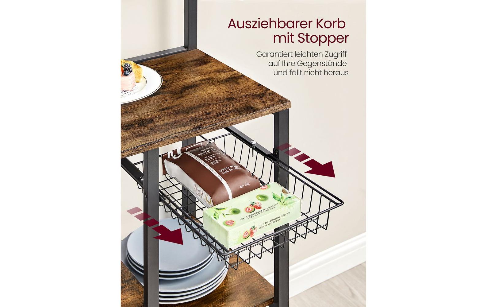 VASAGLE Küchenregal 90 cm x 167.3 cm, Braun/Schwarz