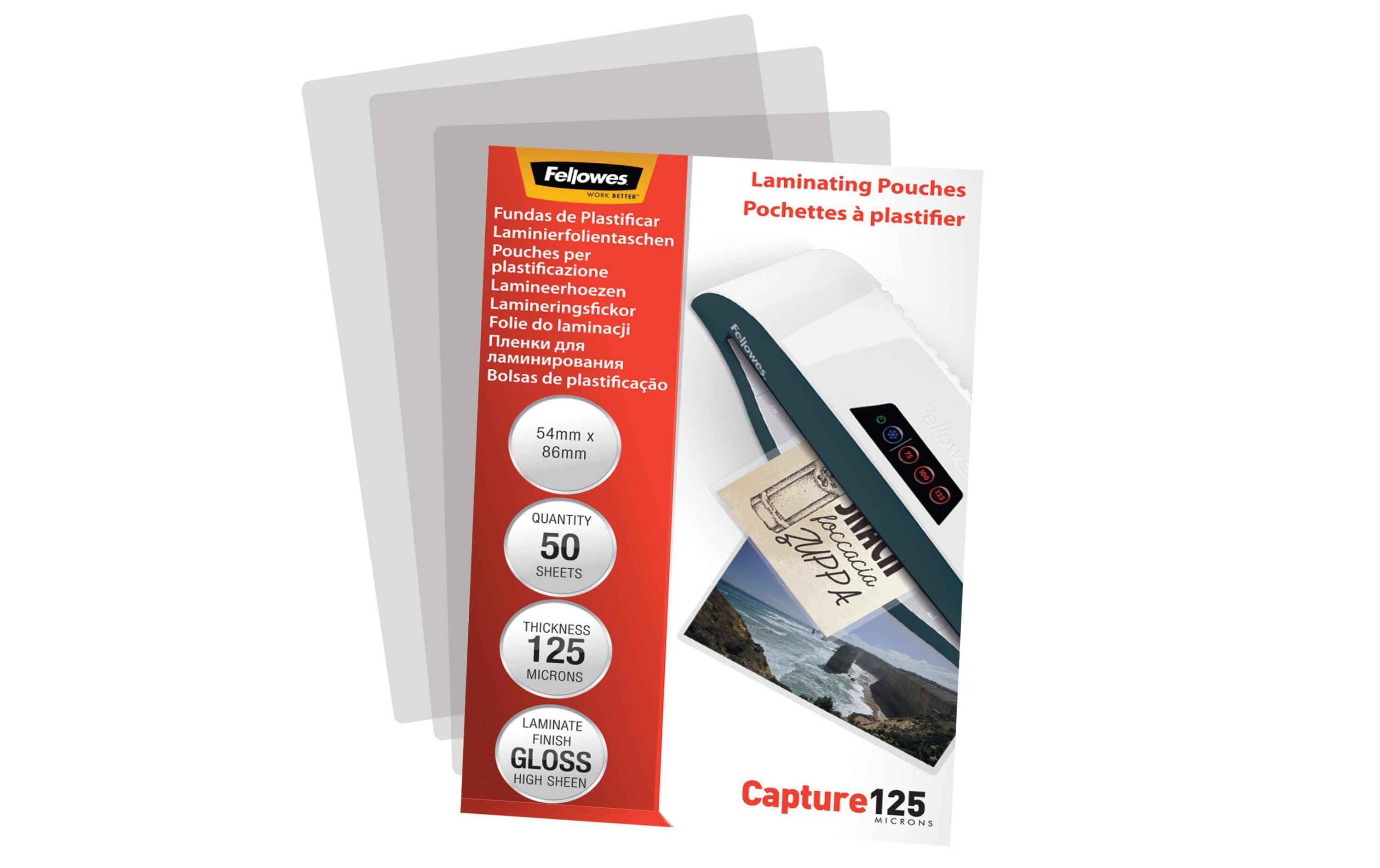 Fellowes Laminierfolie 5.4 x 8.6 mm, 125 µm, 50 Stück, Glänzend Fellowes Laminierfolie 5.4 x 8.6 mm, 125 µm, 50 Stück, Glänzend