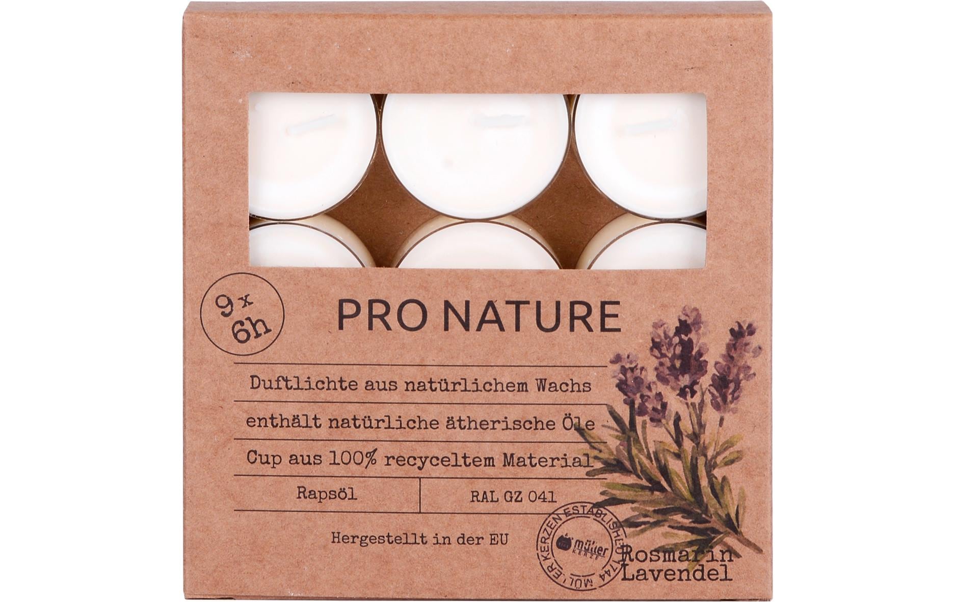 müller Kerzen Duftkerze Rosmarin & Lavendel 9 Stück