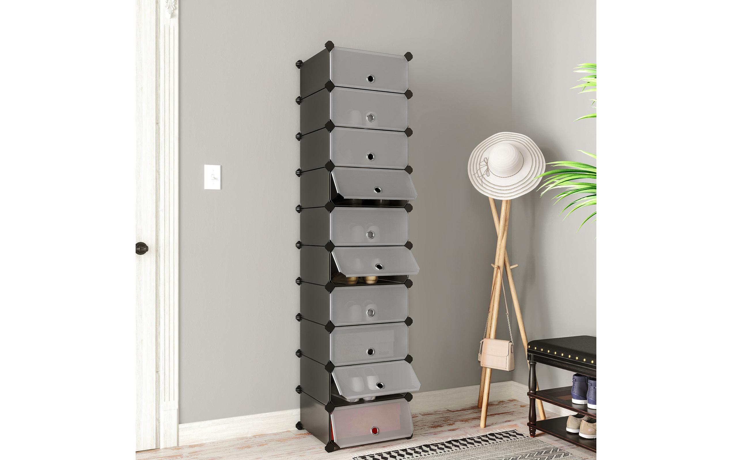 Songmics Schuhschrank stapelbar 43 x 31 x 173 cm, Schwarz