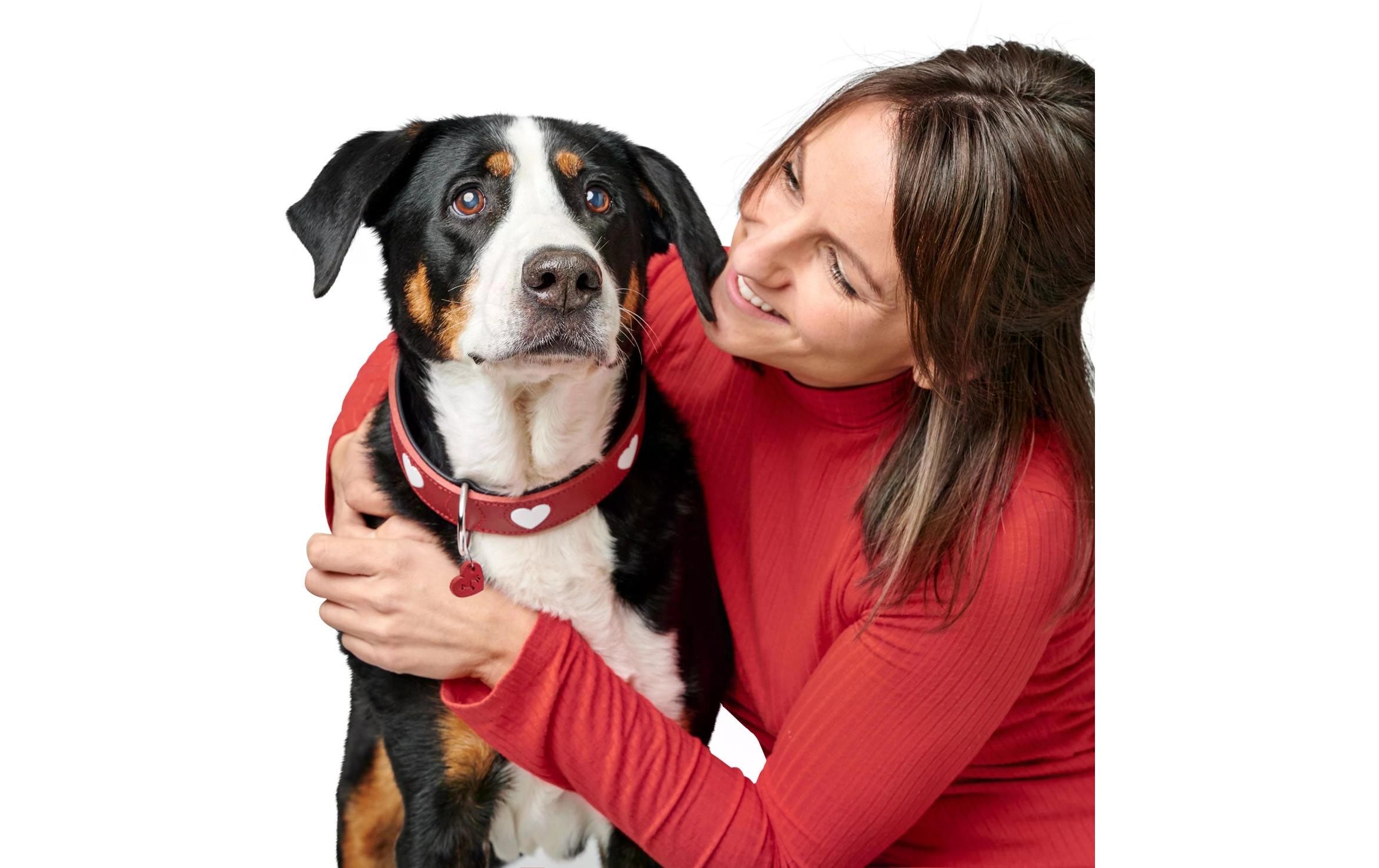 Hunter Halsband Love L (65), Rot/Schwarz