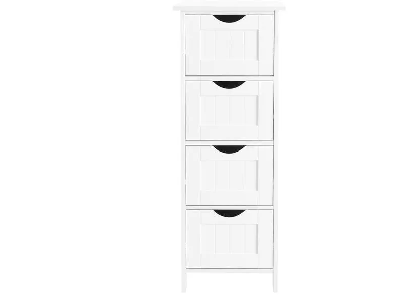 VASAGLE Badezimmerregal mit 4 Schubladen 30 x 82 cm, Weiss VASAGLE Badezimmerregal mit 4 Schubladen 30 x 82 cm, Weiss