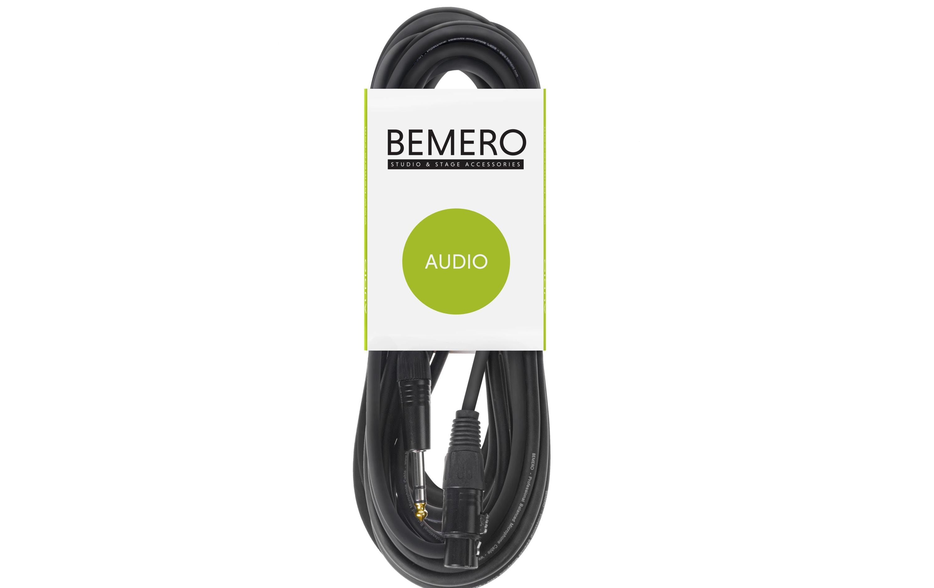 Bemero XLR-Kabel XLRf - 6.3 Klinken symmetrisch 10 m, Schwarz