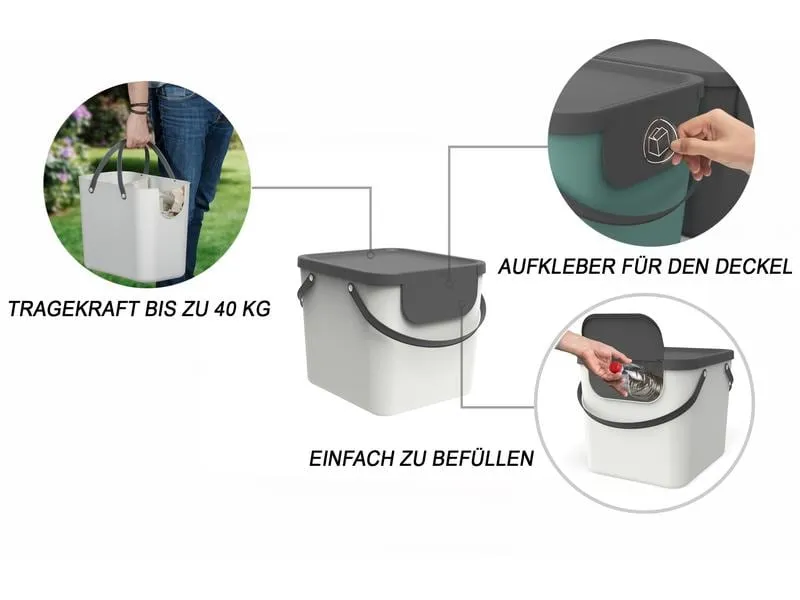 Rotho Recyclingbehälter Albula 40 l, Mistletoe Weiss Rotho Recyclingbehälter Albula 40 l, Mistletoe Weiss