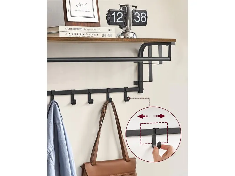VASAGLE Wandgarderobe mit 5 abnehmbaren Haken 80 x 30 cm