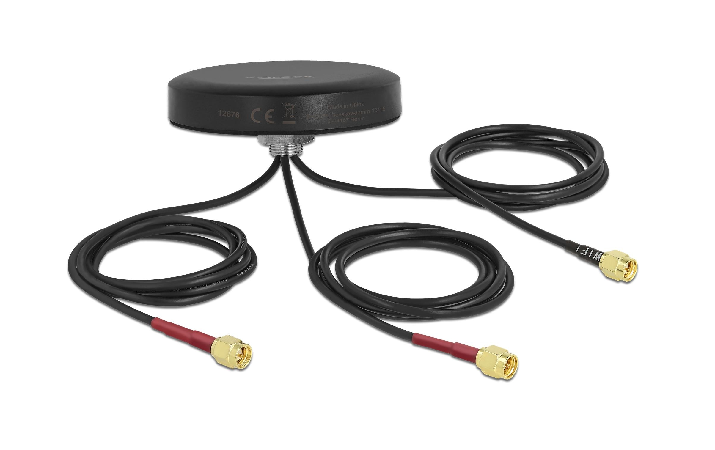 Delock LTE/WLAN/GPS-Antenne LTE MIMO Dualband SMA 2 dBi Rundstrahl