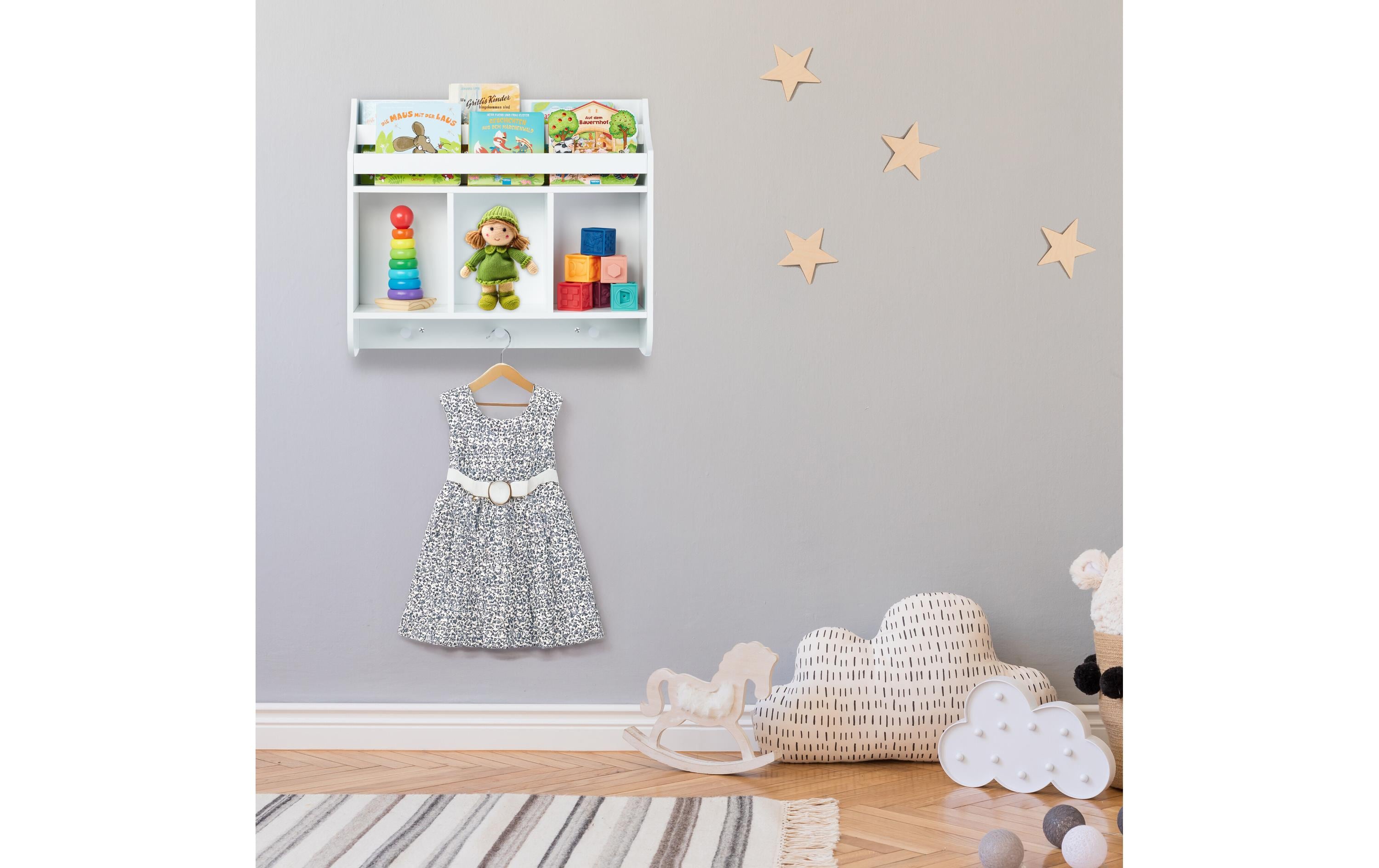 relaxdays Kinderregal mit 5 Fächern Weiss