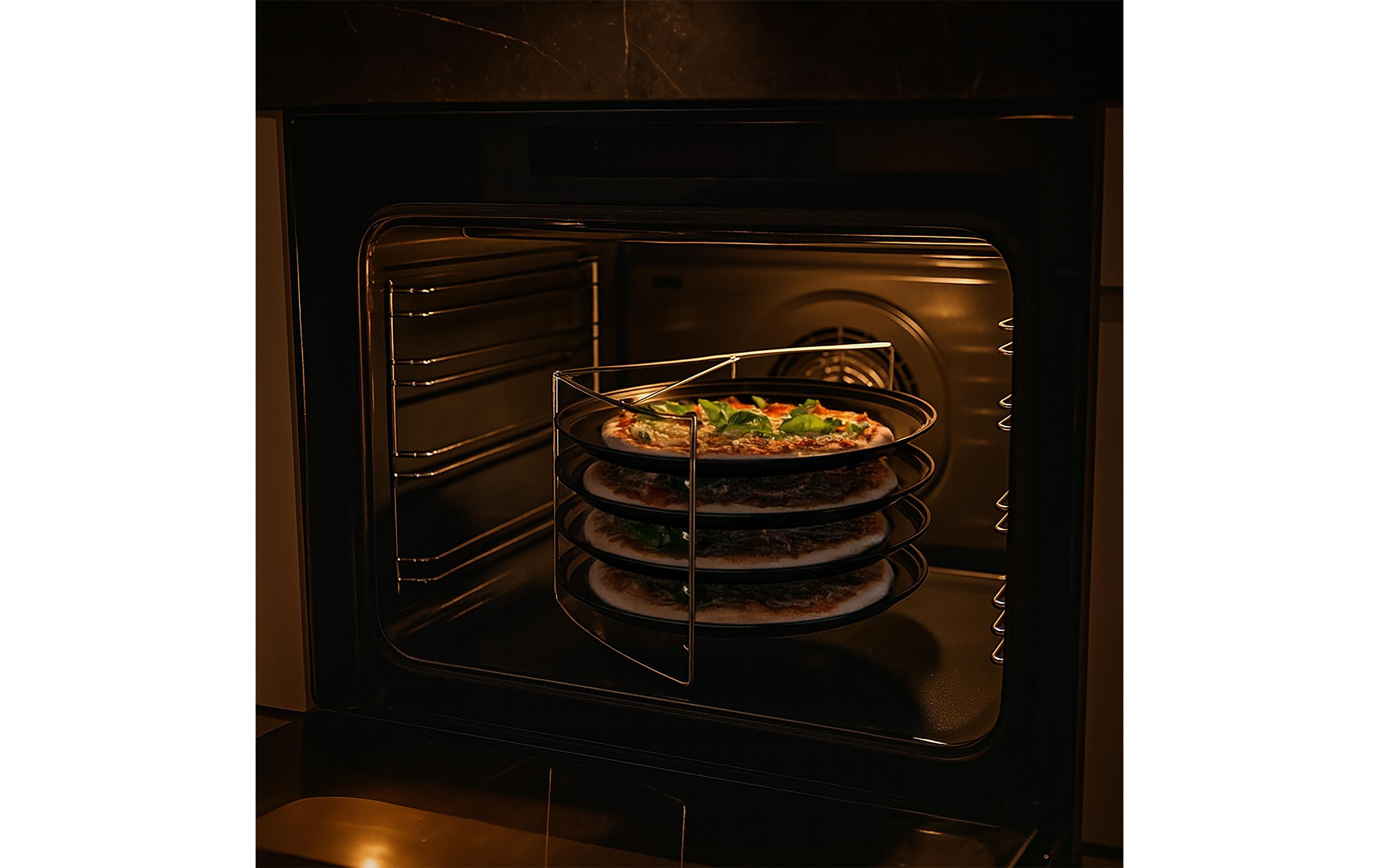 relaxdays Pizzablech Loch 4er-Set mit Gestell