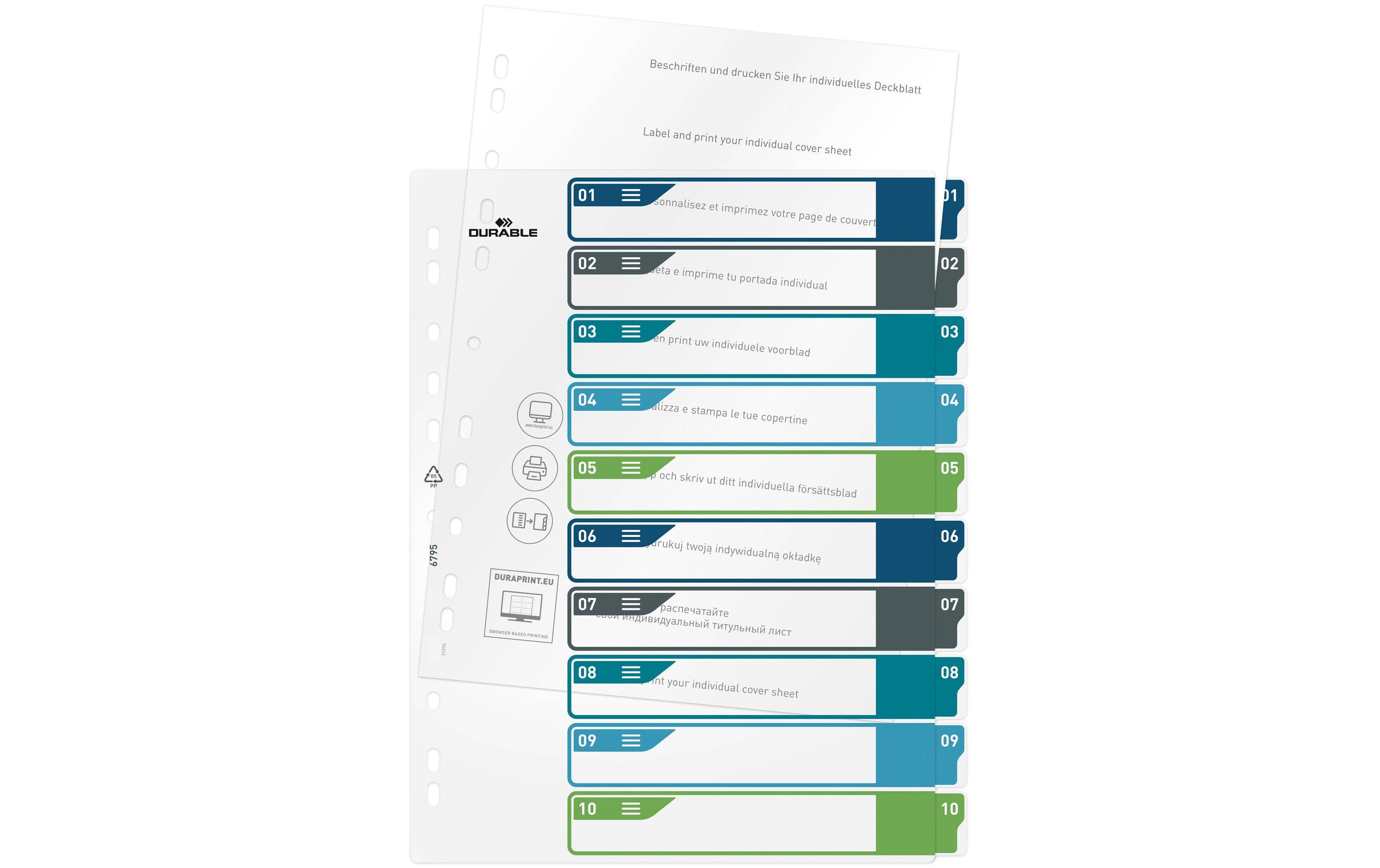 DURABLE Register A4+, 1-10, 5-farbig